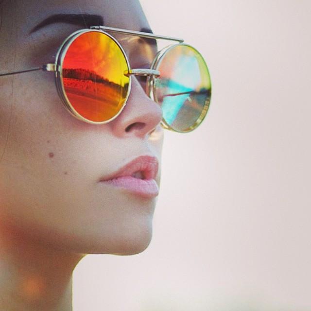 zeroUV Retro Round Steampunk Mirrored Lens Flip Up Sunglasses 8966 - Image 2