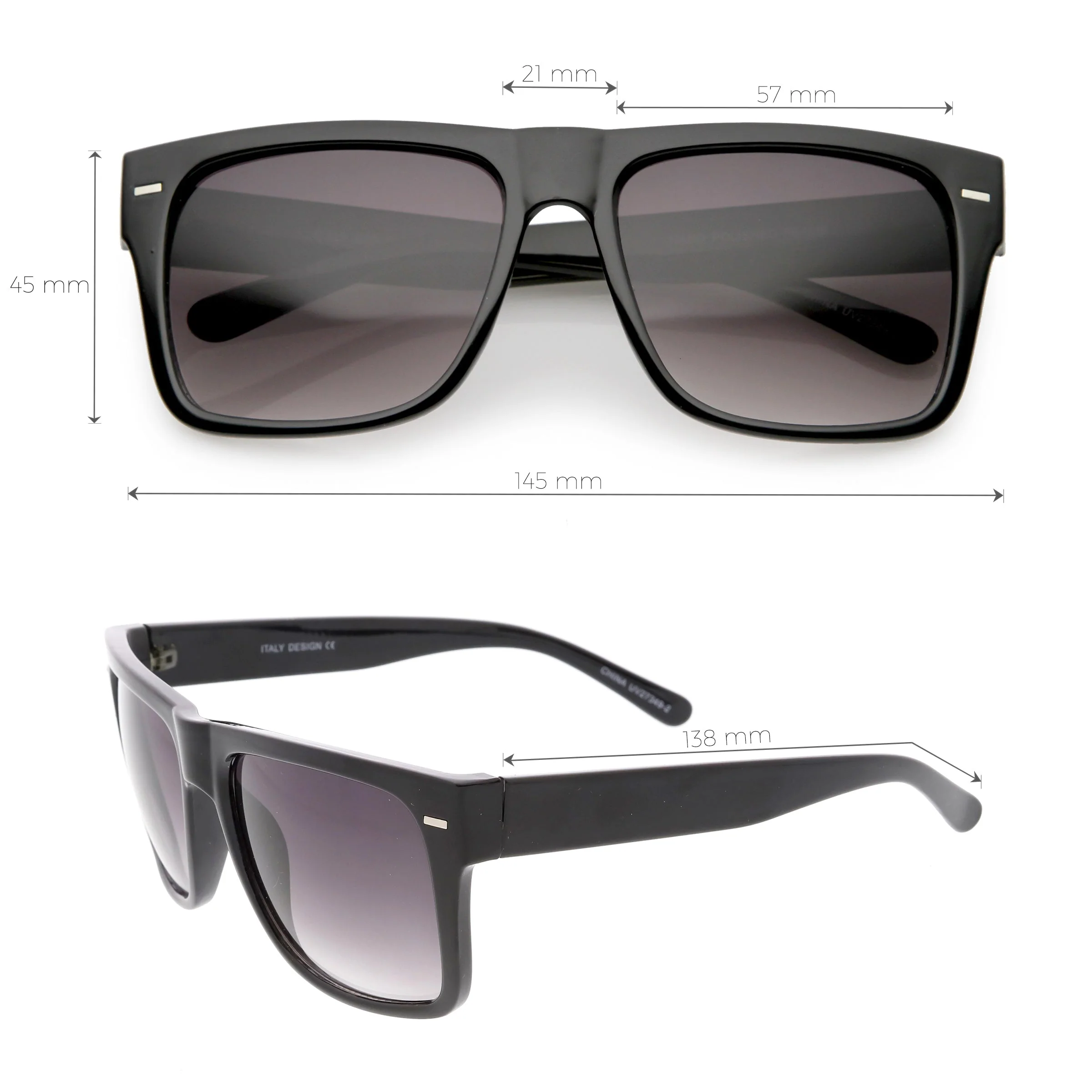 zeroUV Retro Square Neutral Colored Lens Horn Rimmed Sunglasses C785 - Image 6