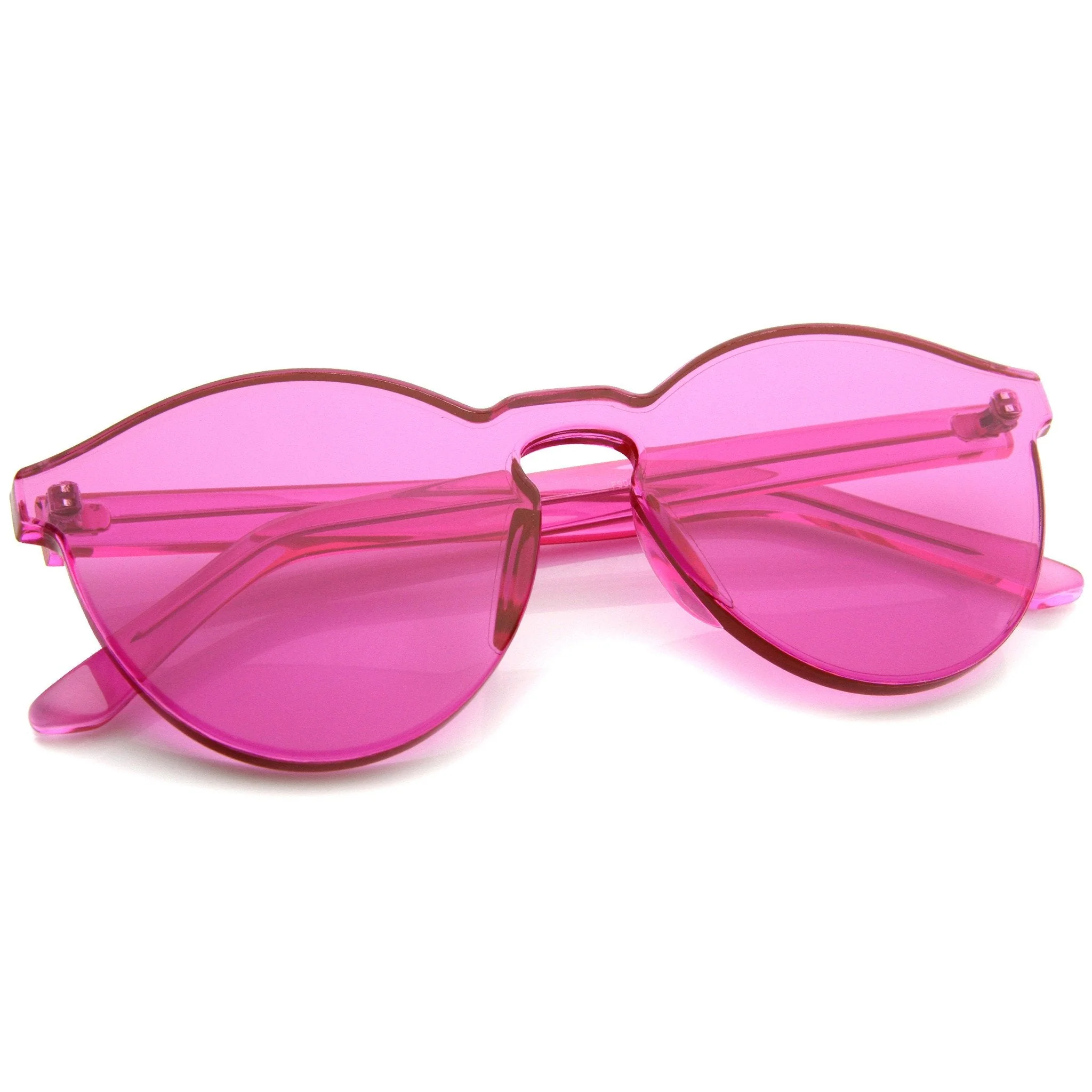 zeroUV Rimless Monoblock Cut PC Color Lens Rimless Sunglasses A368 - Image 11