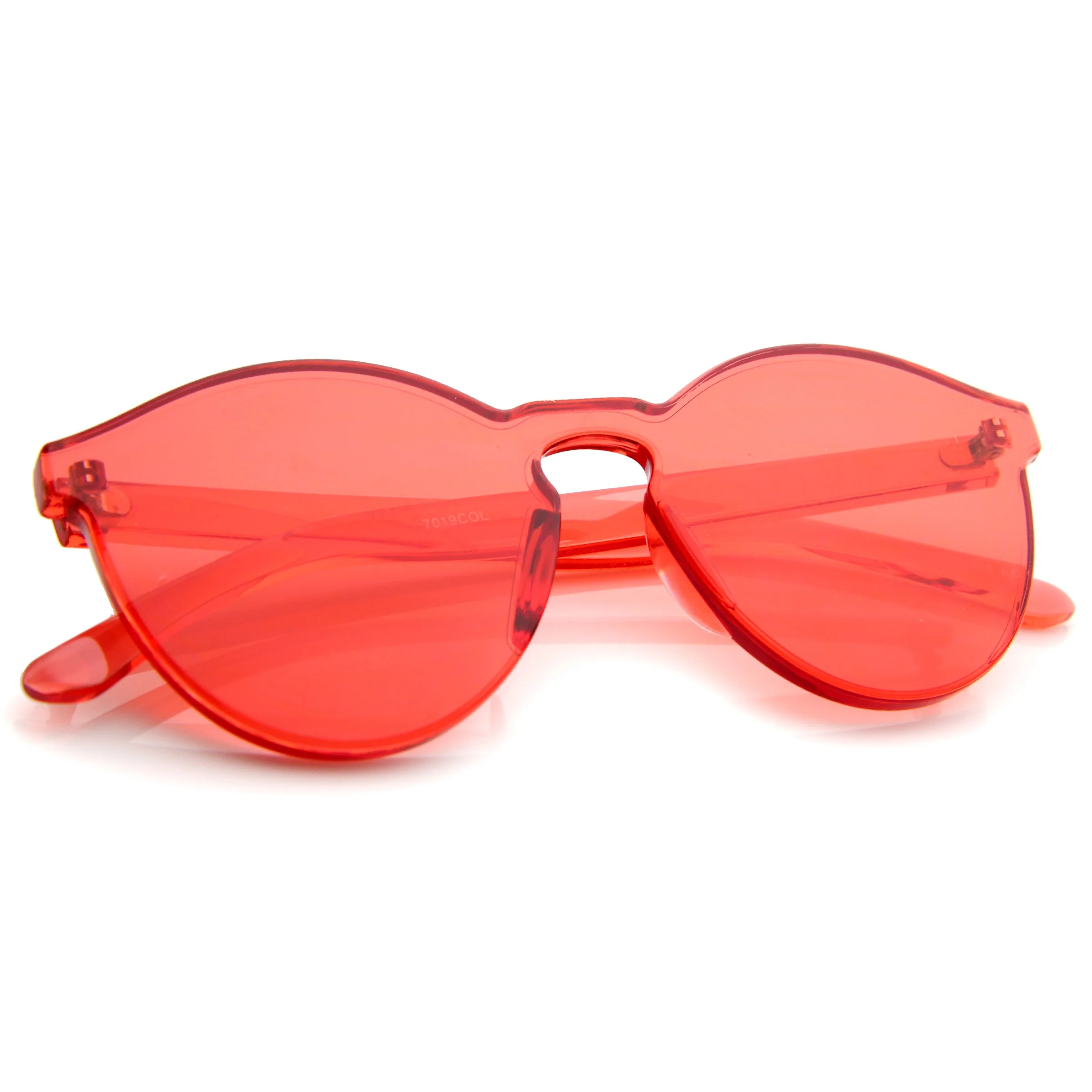 zeroUV Rimless Monoblock Cut PC Color Lens Rimless Sunglasses A368 - Image 27