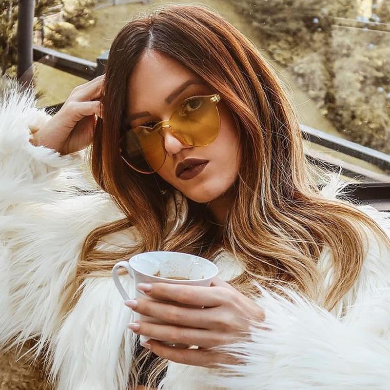 zeroUV Rimless Monoblock Cut PC Color Lens Rimless Sunglasses A368 - Image 3