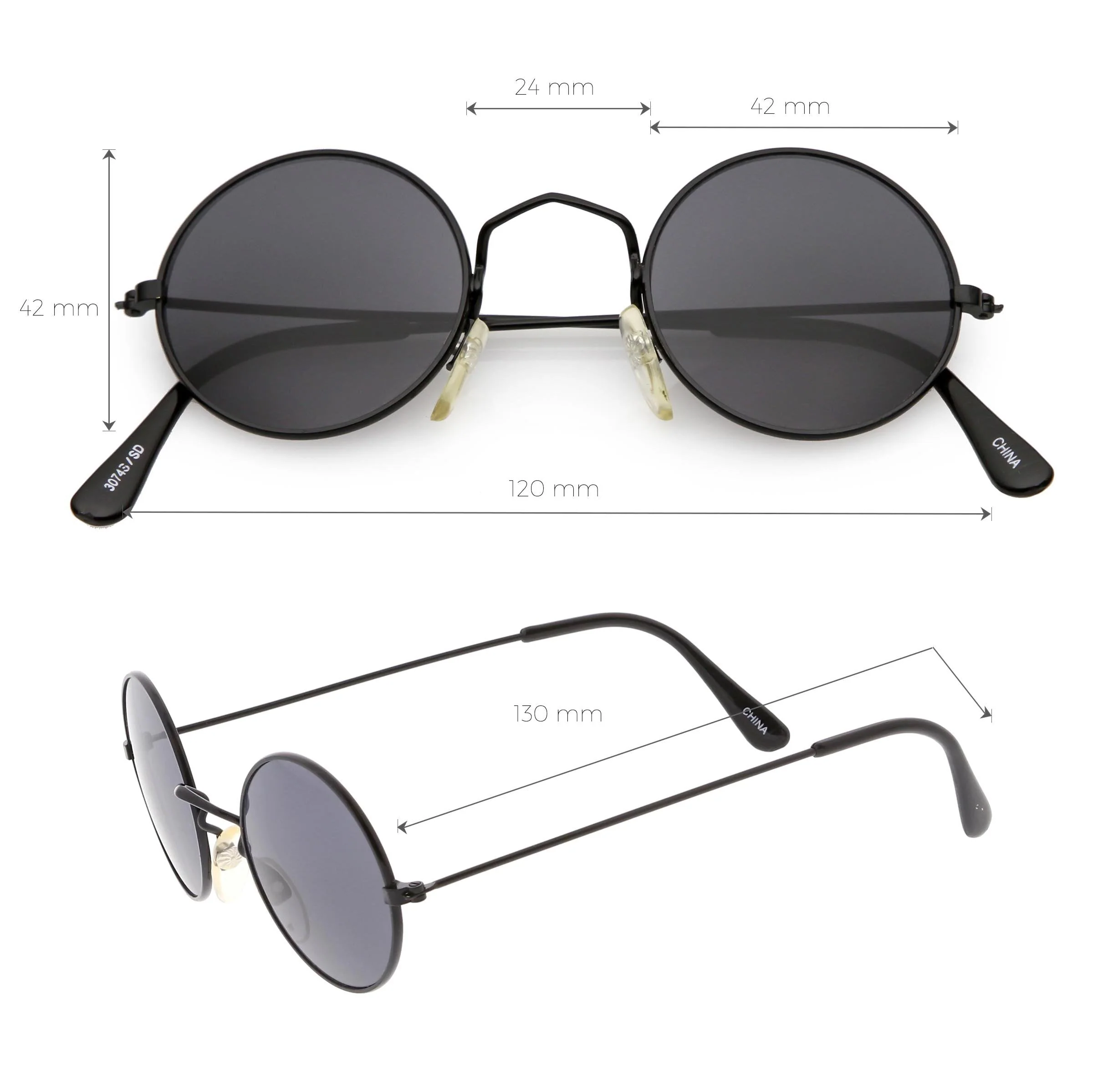 zeroUV Small Round Dapper True Vintage Metal Sunglasses C669 - Image 10