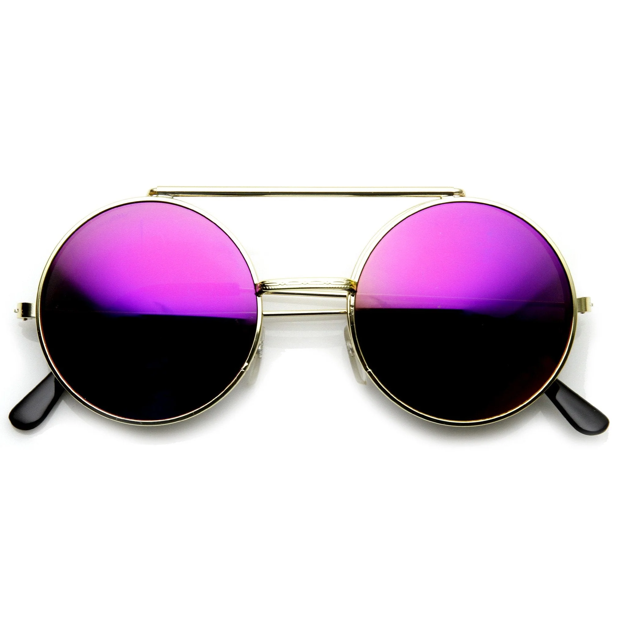 zeroUV Steampunk Mirrored Lens Round Circle Flip Up Frame Sunglasses 8794 - Image 10