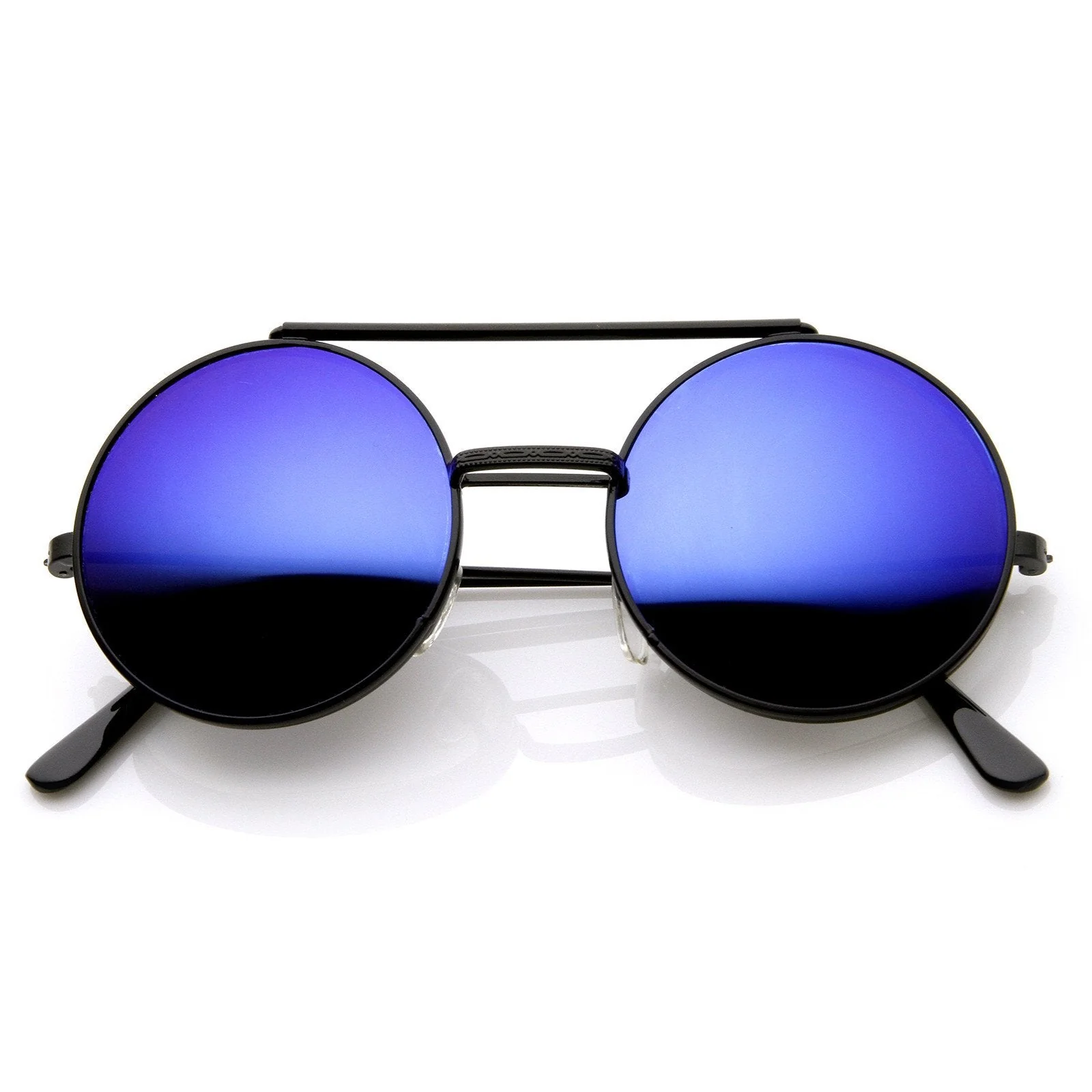 zeroUV Steampunk Mirrored Lens Round Circle Flip Up Frame Sunglasses 8794 - Image 11