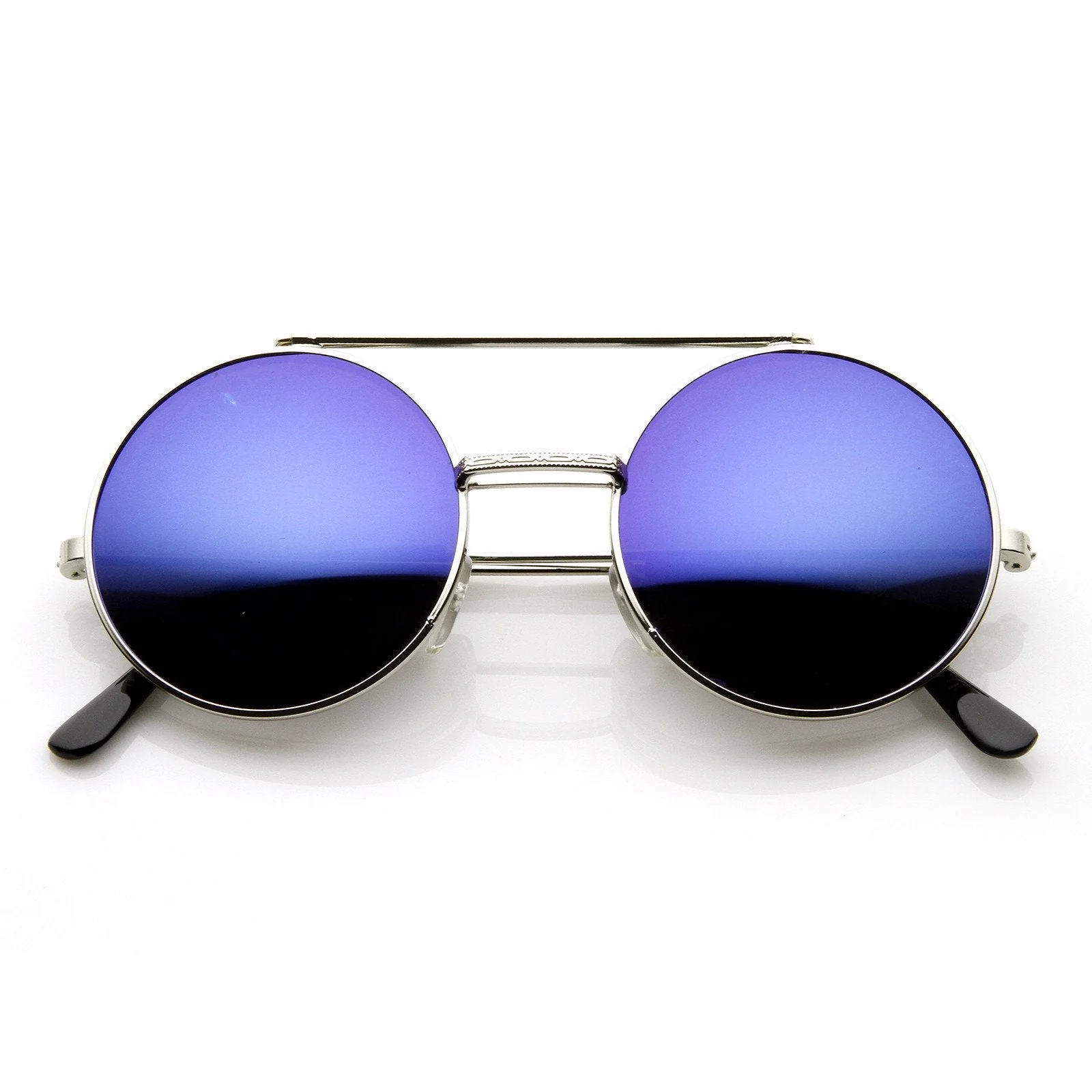 zeroUV Steampunk Mirrored Lens Round Circle Flip Up Frame Sunglasses 8794 - Image 7