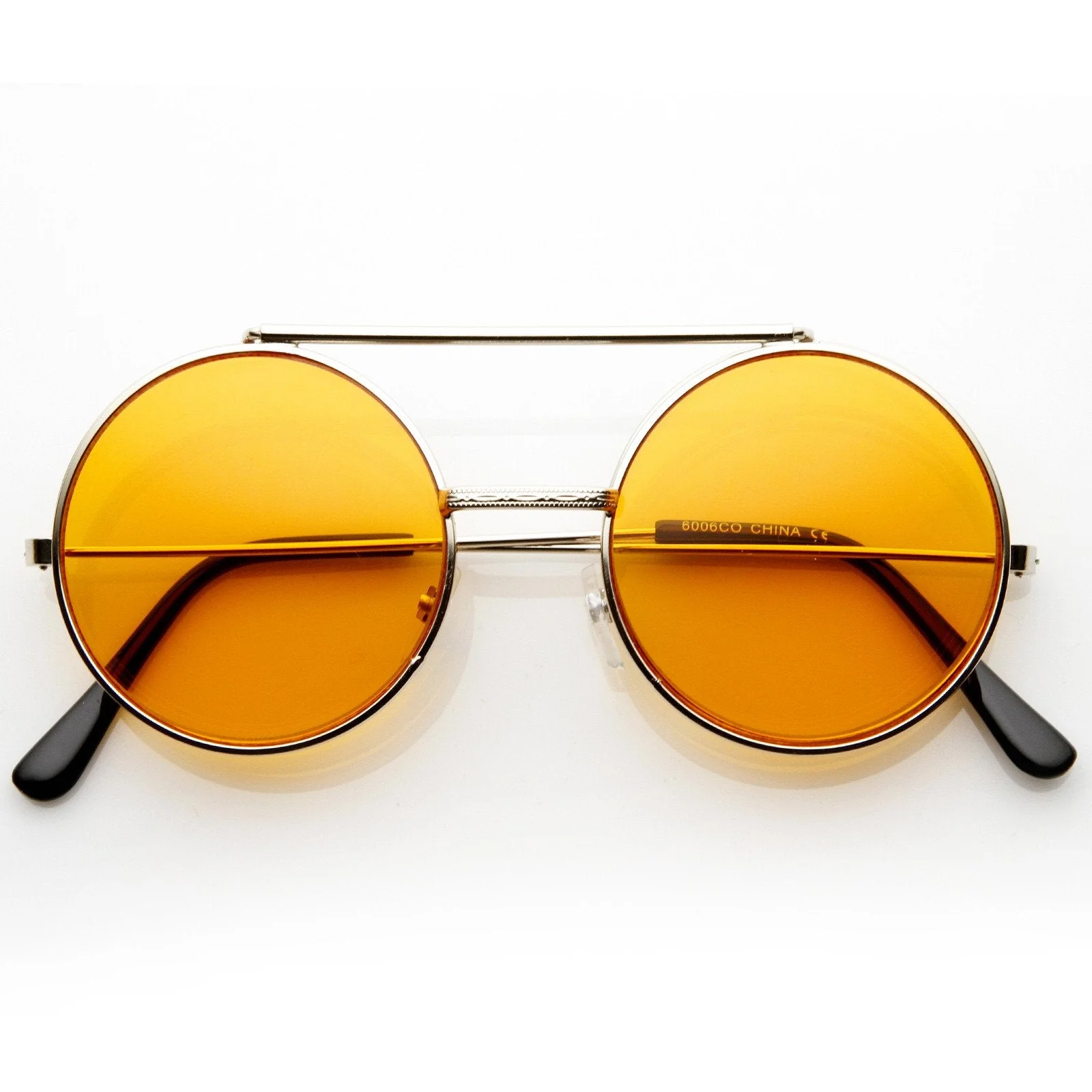 zeroUV Steampunk Vintage Circle Round Flip Up Vintage Sunglasses 8793 - Image 14