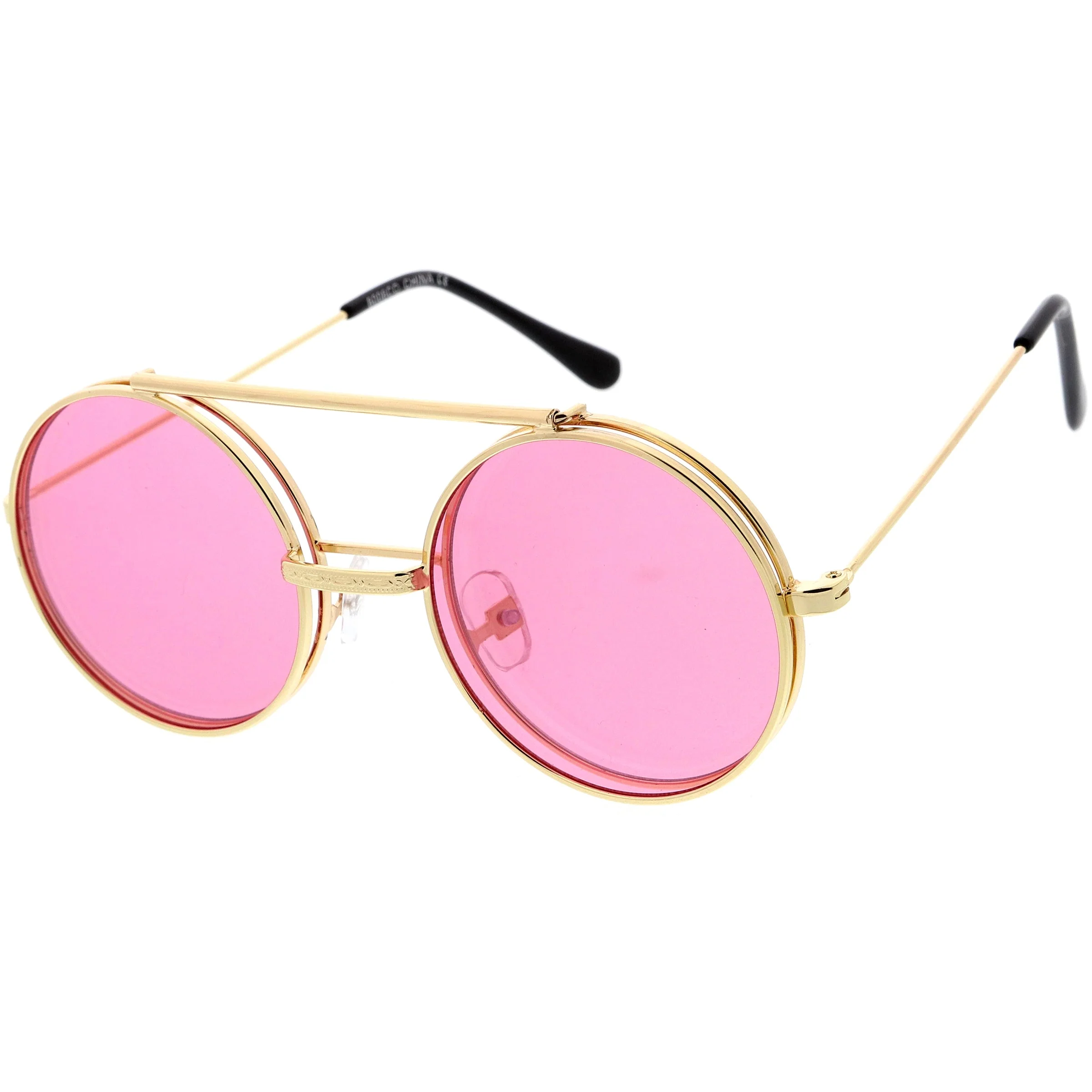 zeroUV Steampunk Vintage Circle Round Flip Up Vintage Sunglasses 8793 - Image 18