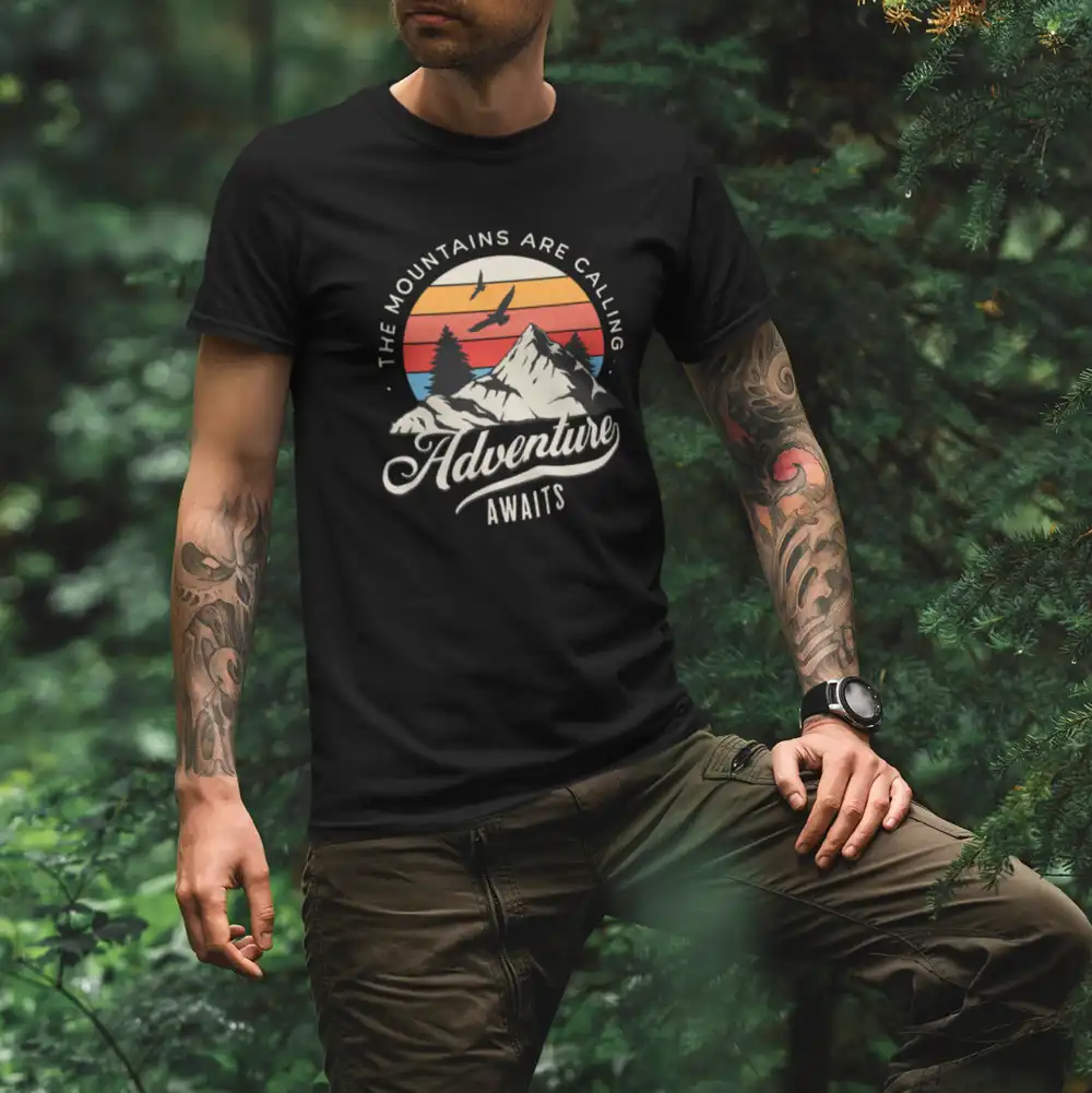 Outdoorzees The Mountains Are Calling Man T-Shirt - Image 5