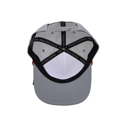 American Flyway Waterfowl Throwback Vintage Rope Hat Grey with Patch and Red Rope - Image 5