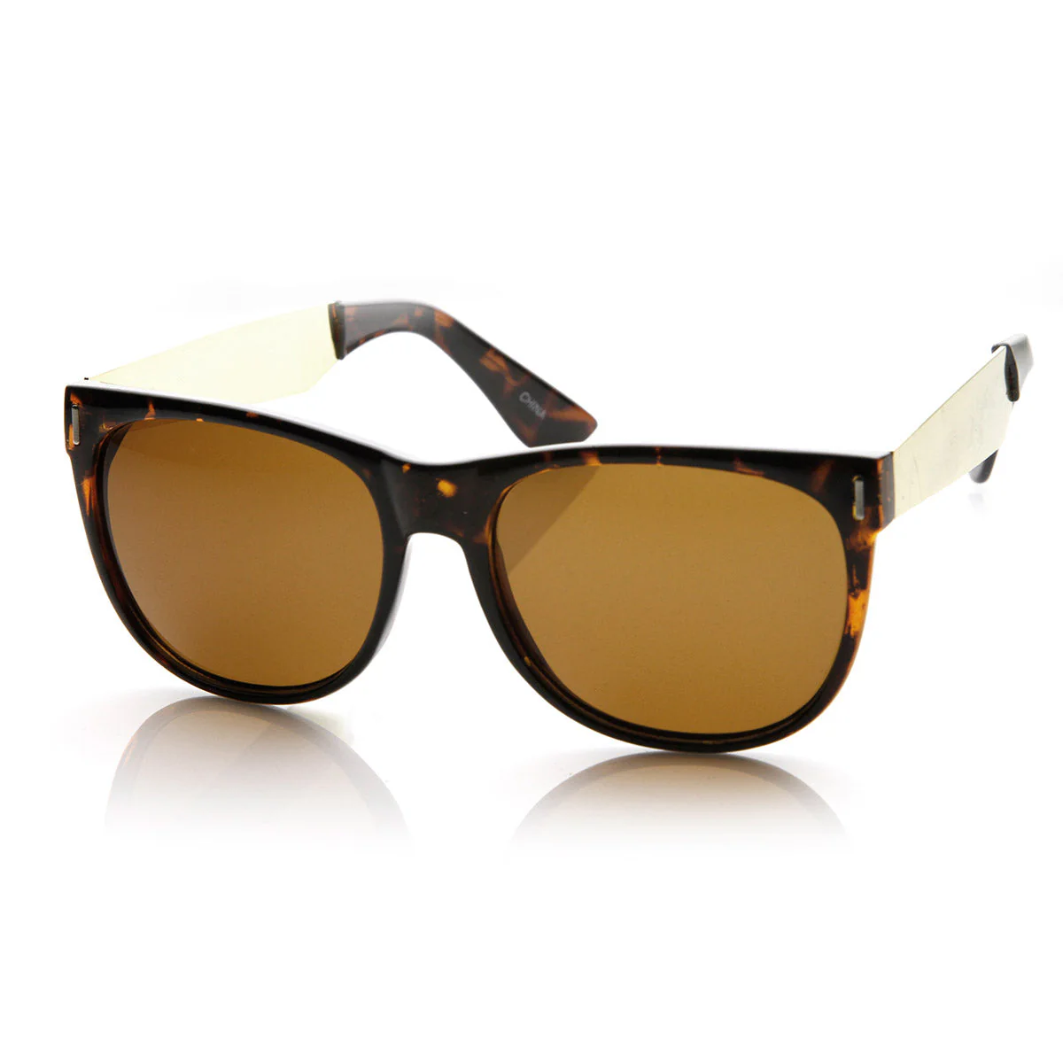 zeroUV Trendy Indie Hipster Super Retro Metal Arm Horned Rim Sunglasses 8687 - Image 2