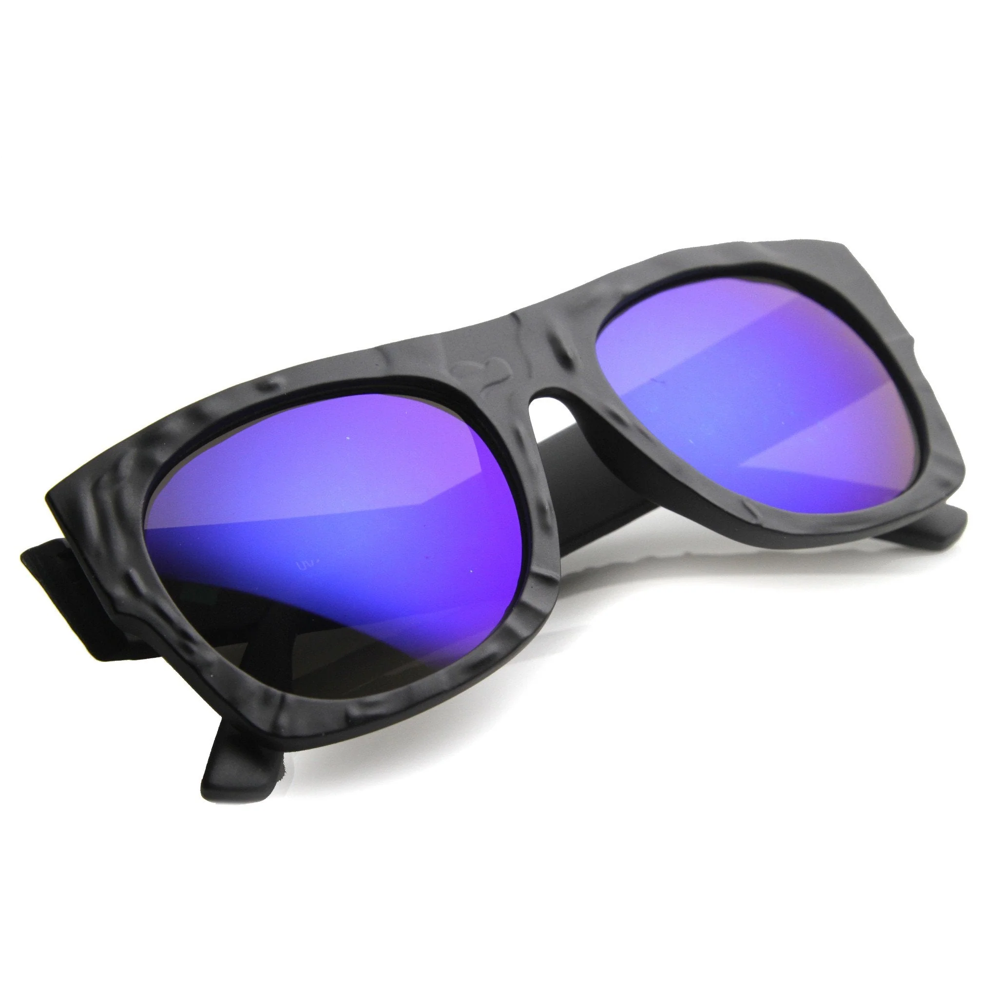 zeroUV Unique Textured Square Flat Top Sunglasses 9866 - Image 3