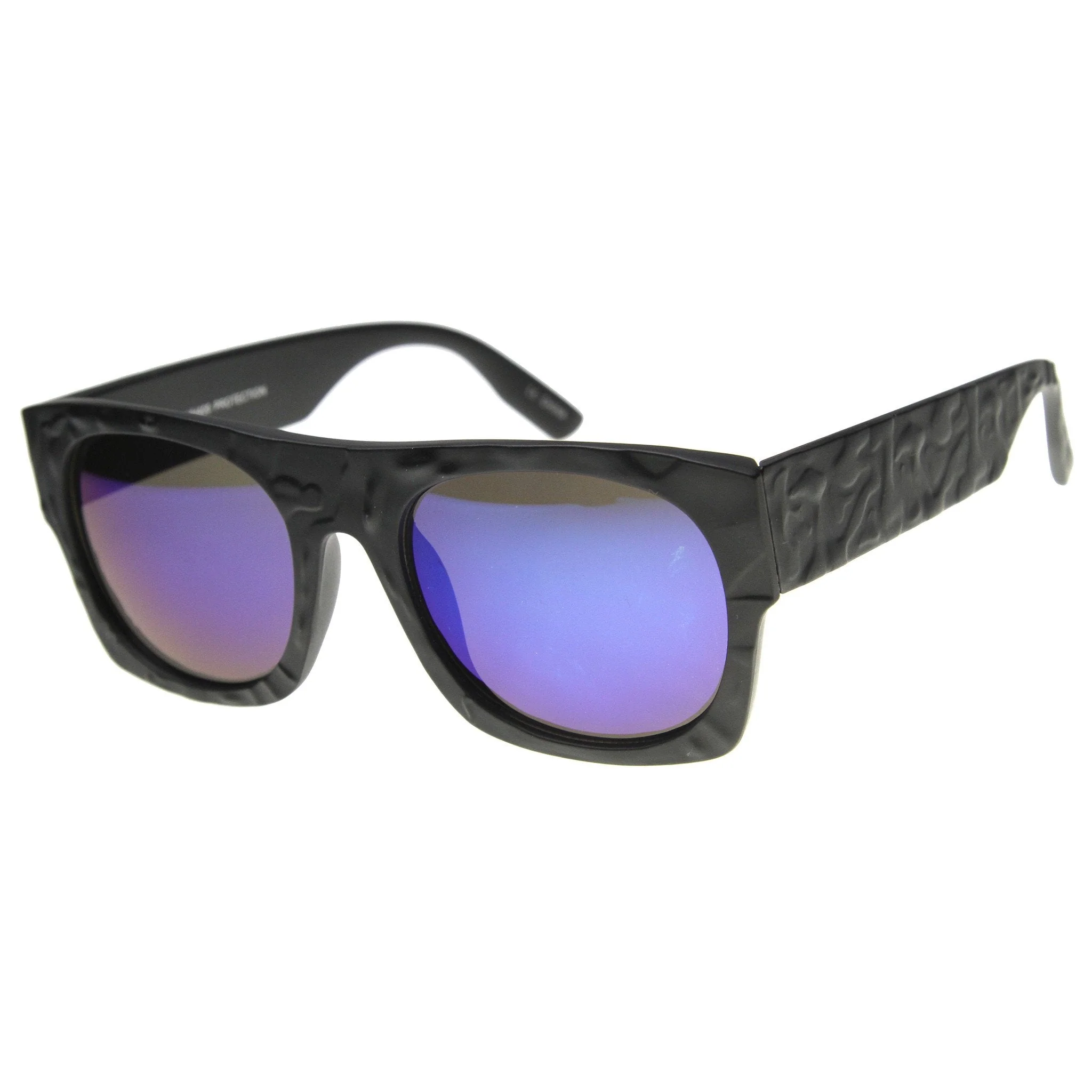 zeroUV Unique Textured Square Flat Top Sunglasses 9866 - Image 4