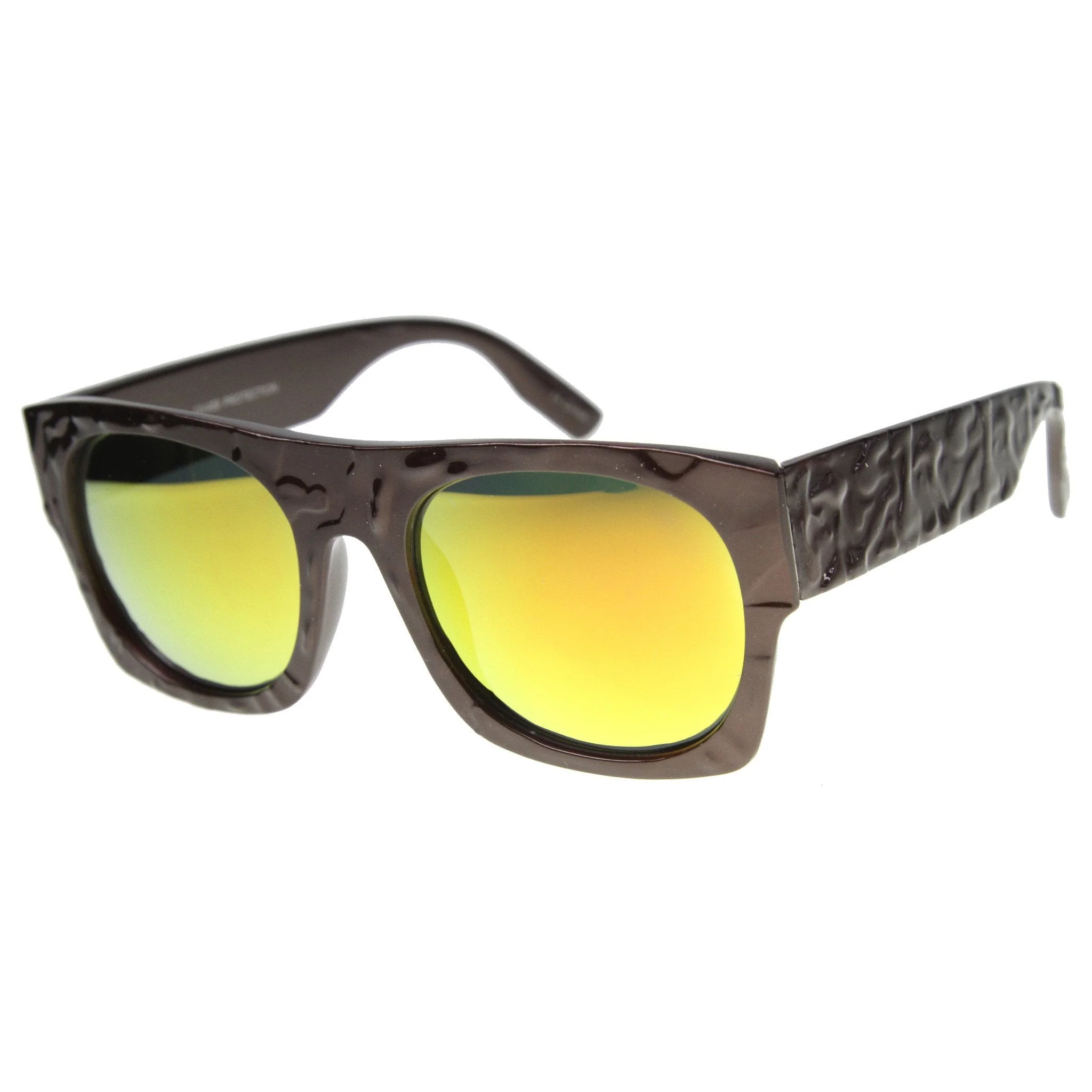 zeroUV Unique Textured Square Flat Top Sunglasses 9866 - Image 5