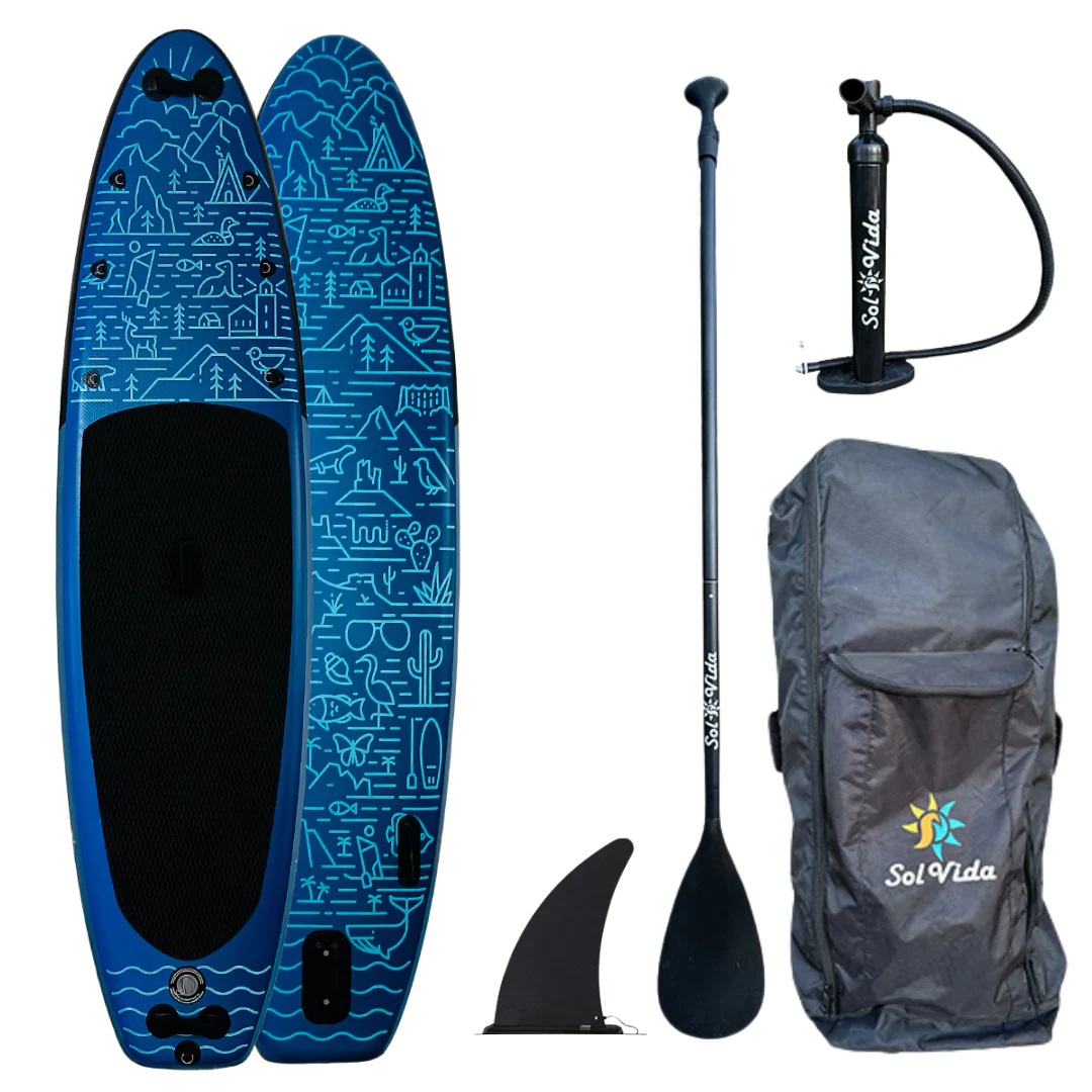 SolVida VidaGlide Oasis Pack: 10' 6'' Inflatable Paddle Board + Paddle, Pump, Detachable Fin, & Carrying Case - Image 4