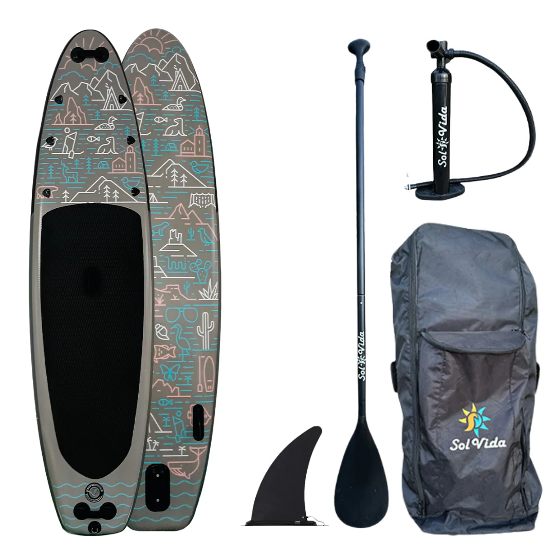 SolVida VidaGlide Oasis Pack: 10' 6'' Inflatable Paddle Board + Paddle, Pump, Detachable Fin, & Carrying Case - Image 5