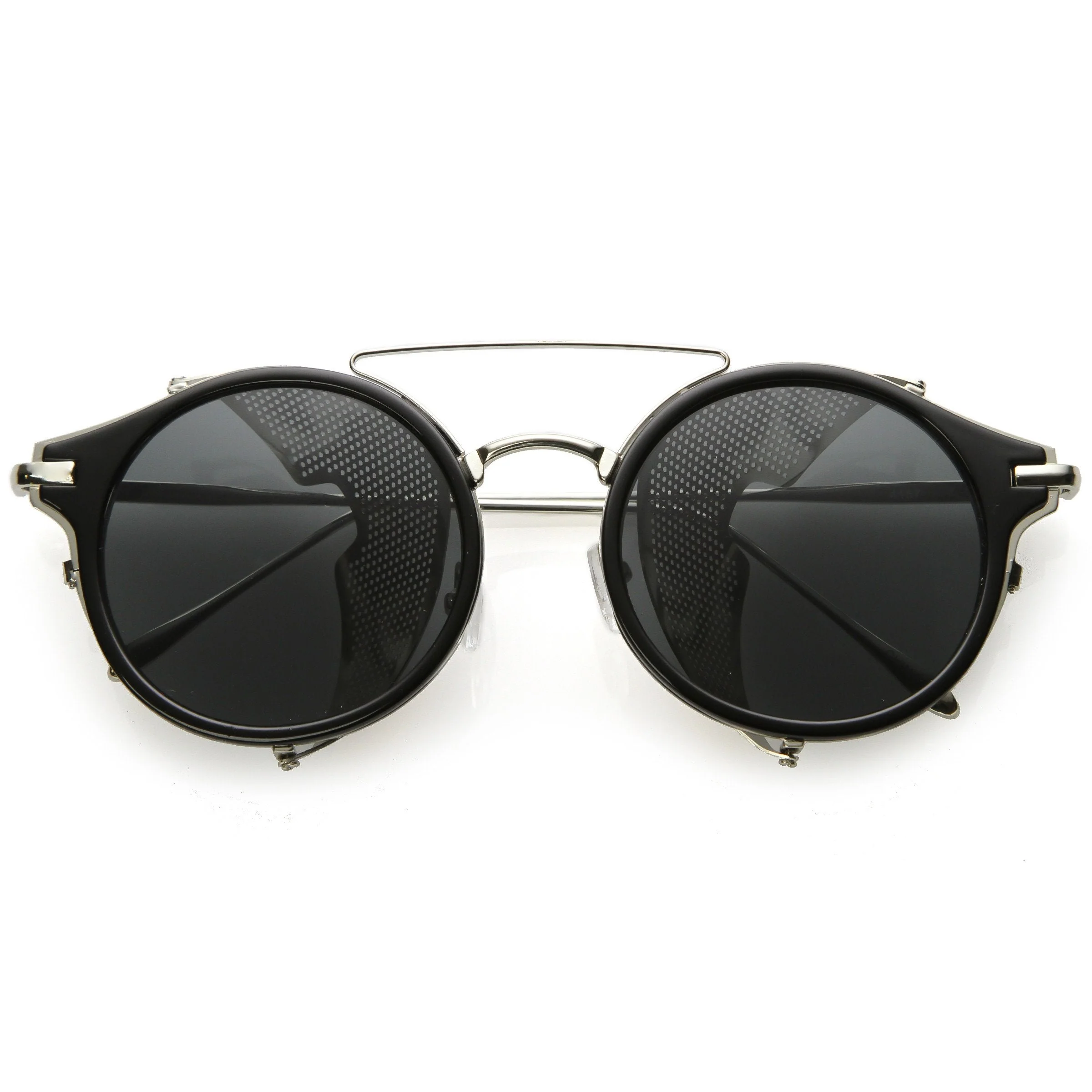 zeroUV Vintage Dapper Steampunk Side Cover Round Sunglasses C083 - Image 11