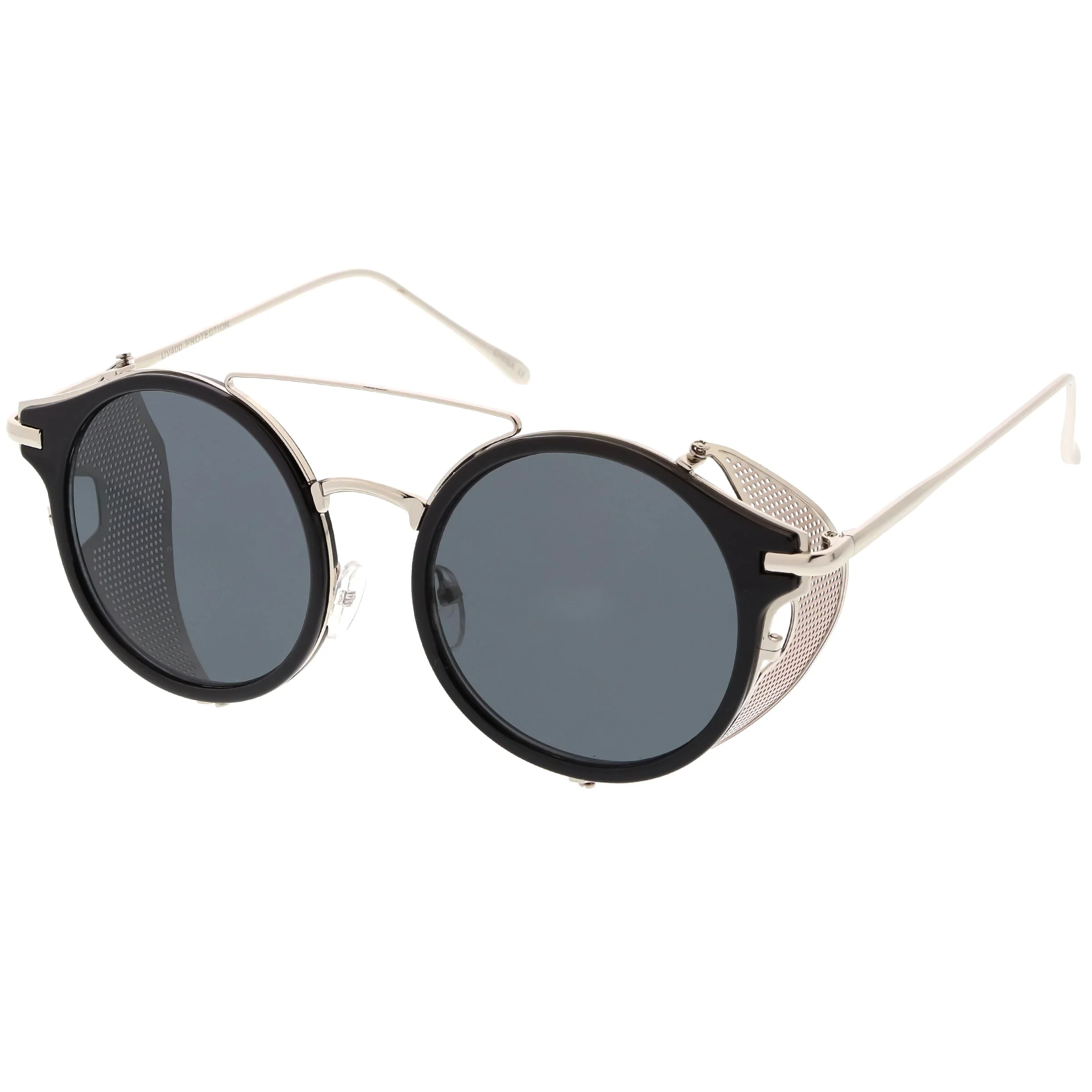 zeroUV Vintage Dapper Steampunk Side Cover Round Sunglasses C083 - Image 12