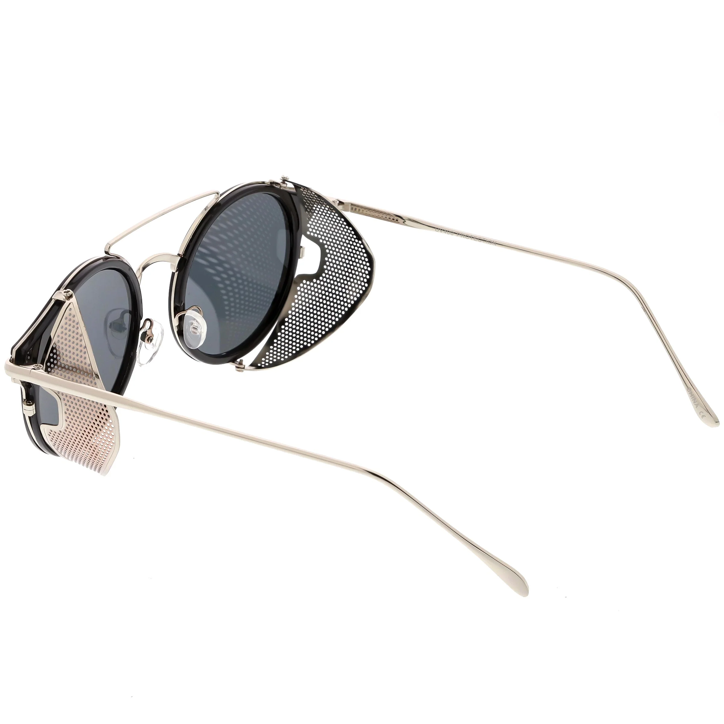 zeroUV Vintage Dapper Steampunk Side Cover Round Sunglasses C083 - Image 14