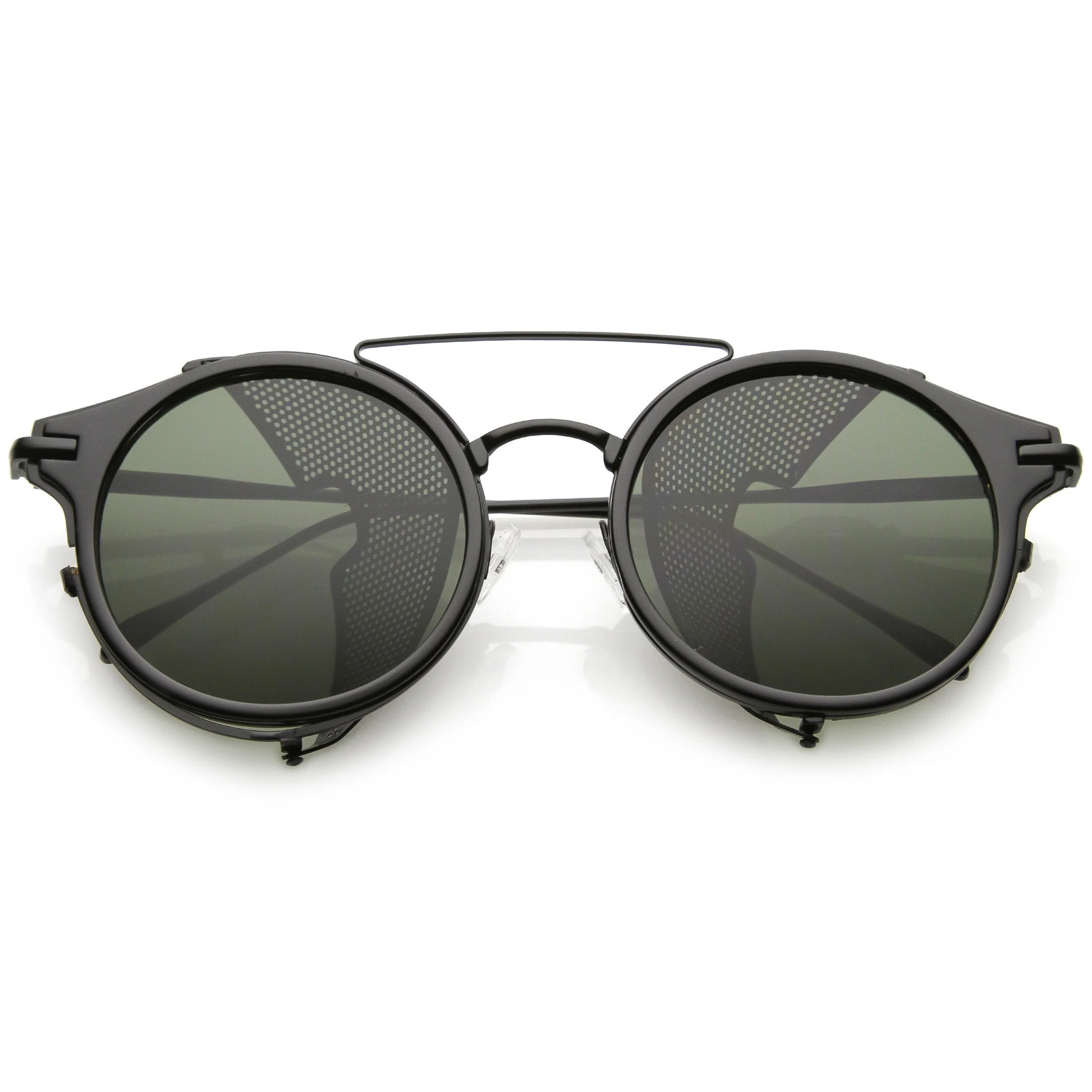 zeroUV Vintage Dapper Steampunk Side Cover Round Sunglasses C083 - Image 15