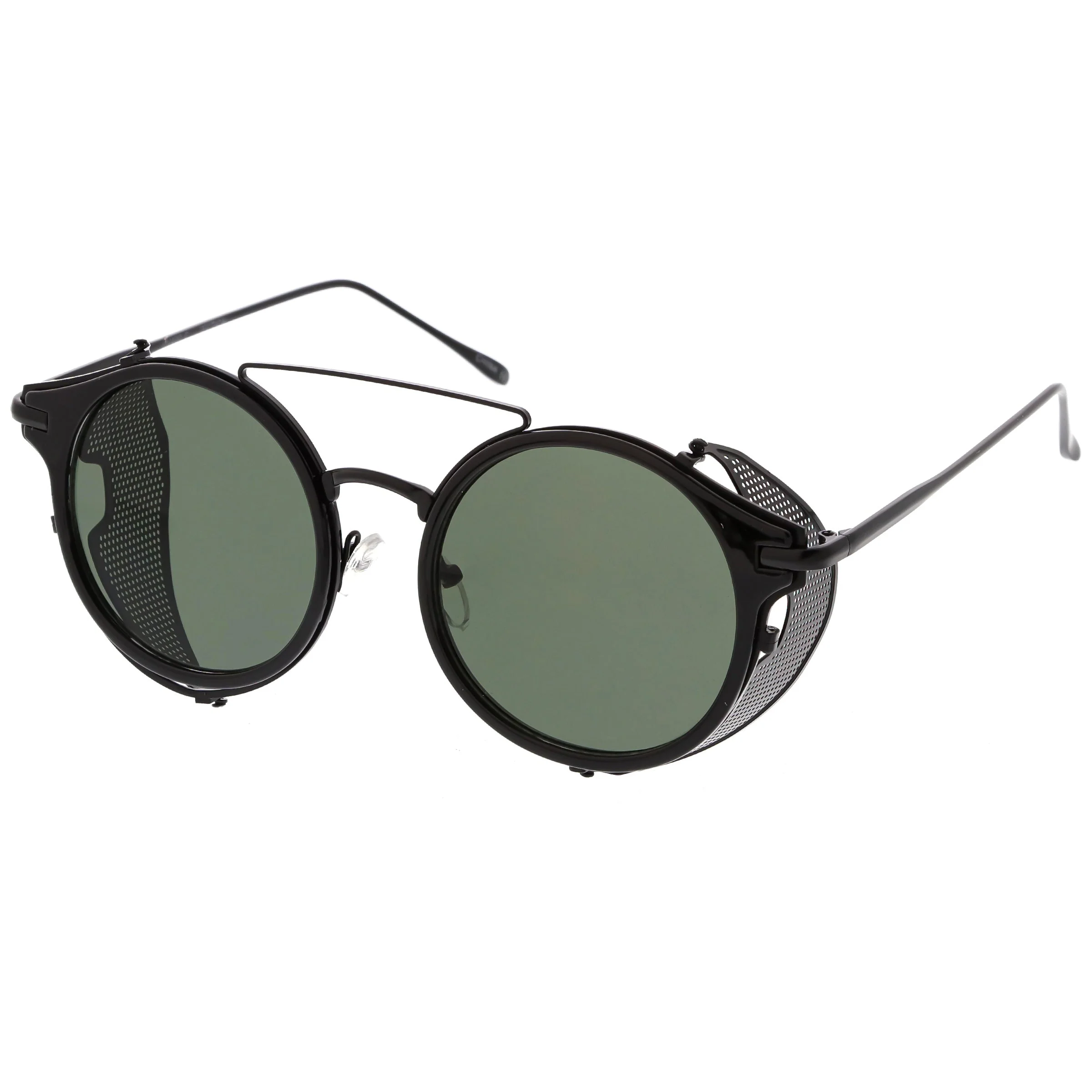 zeroUV Vintage Dapper Steampunk Side Cover Round Sunglasses C083 - Image 16