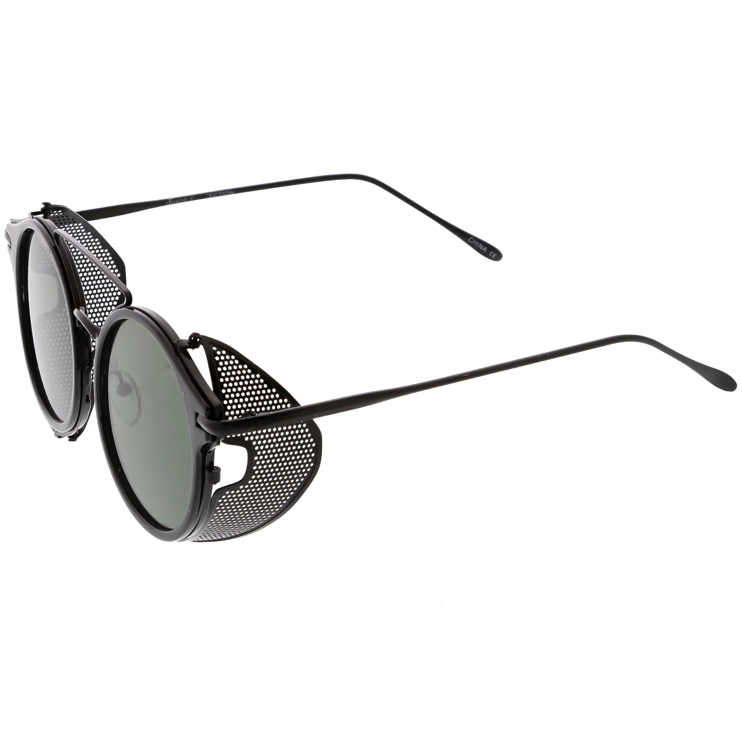 zeroUV Vintage Dapper Steampunk Side Cover Round Sunglasses C083 - Image 17