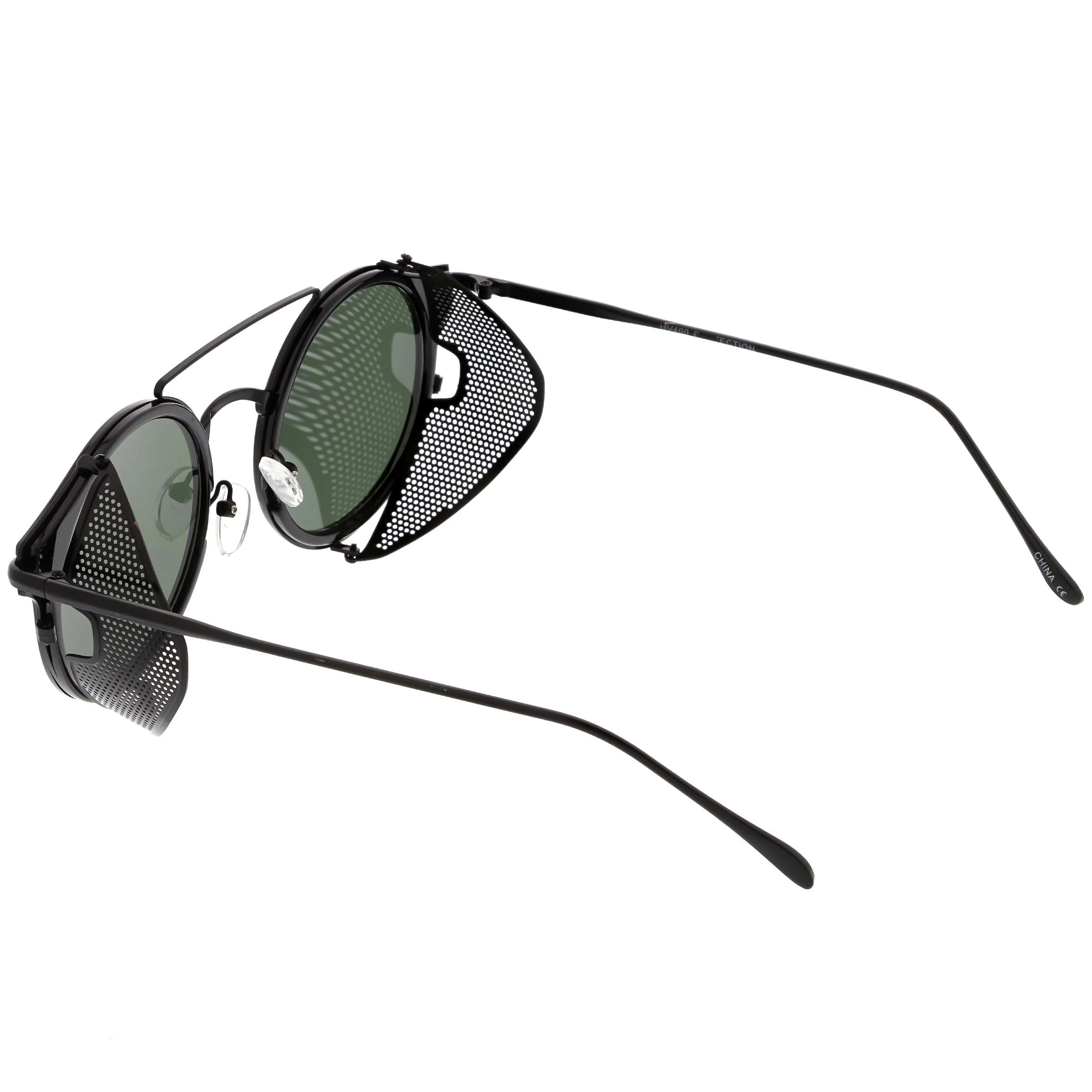 zeroUV Vintage Dapper Steampunk Side Cover Round Sunglasses C083 - Image 18