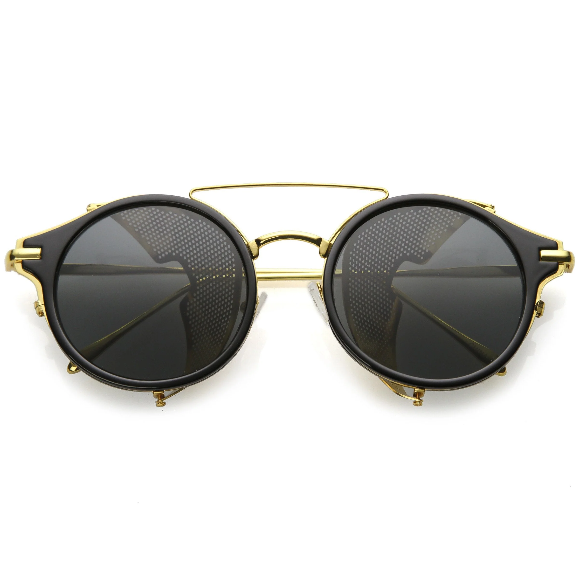 zeroUV Vintage Dapper Steampunk Side Cover Round Sunglasses C083 - Image 3