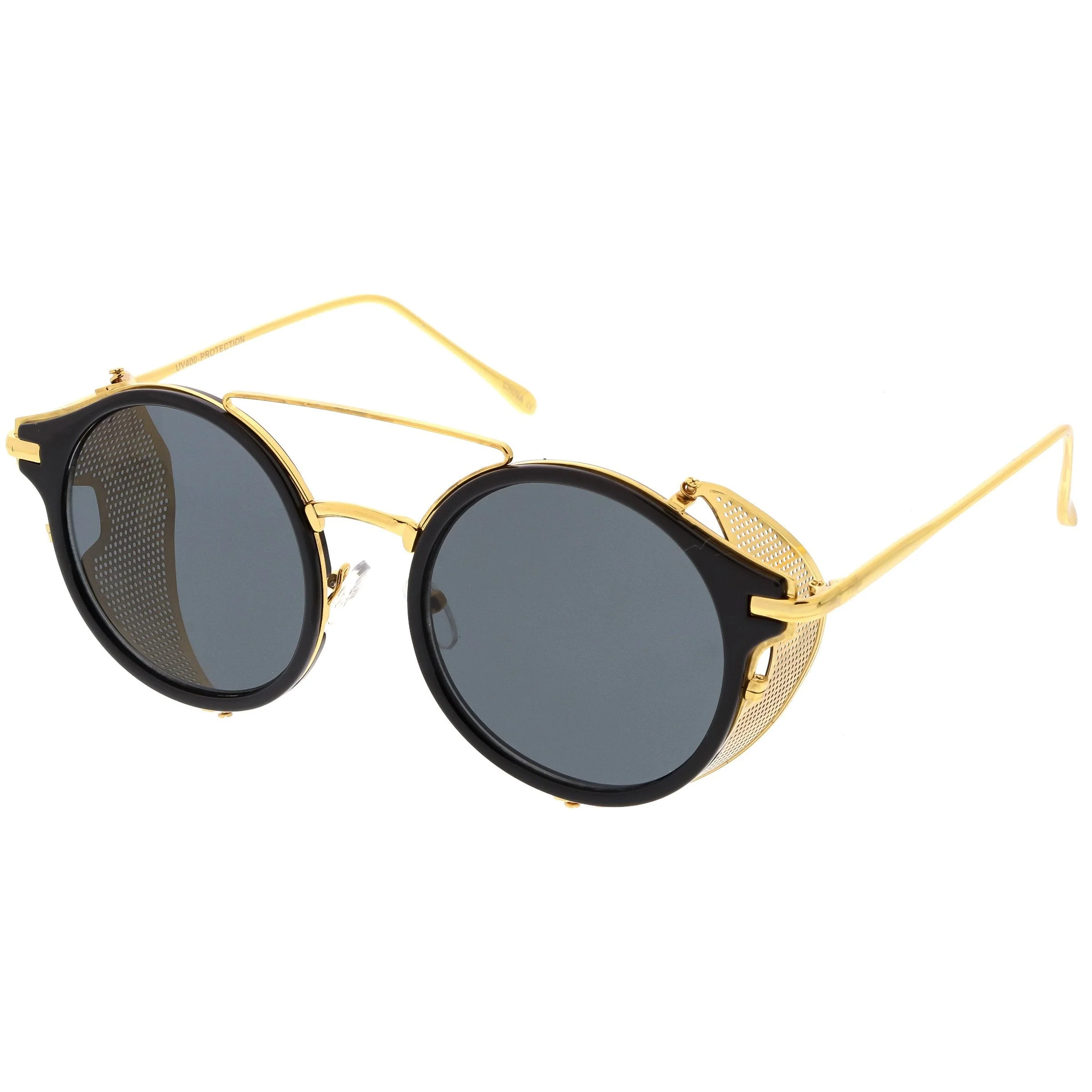 zeroUV Vintage Dapper Steampunk Side Cover Round Sunglasses C083 - Image 4