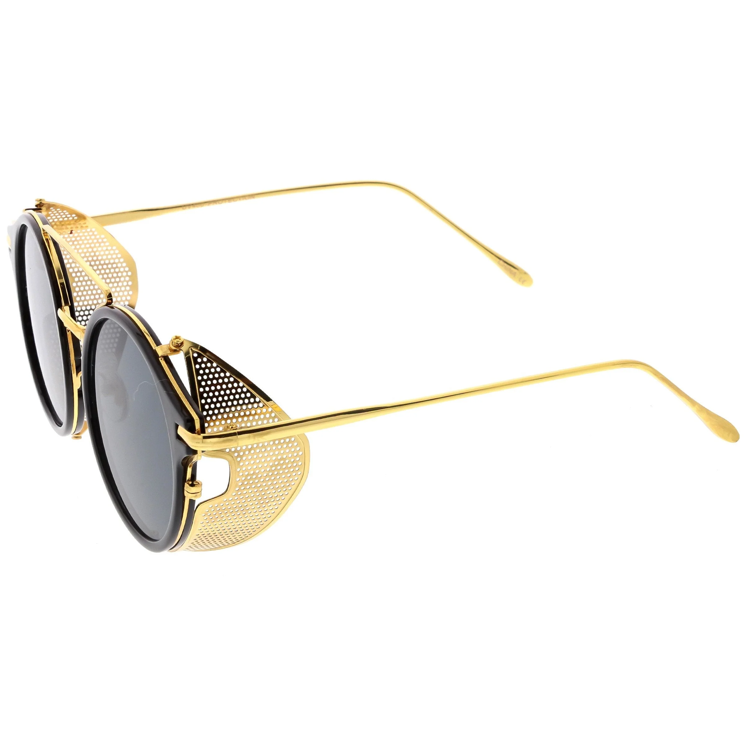 zeroUV Vintage Dapper Steampunk Side Cover Round Sunglasses C083 - Image 5