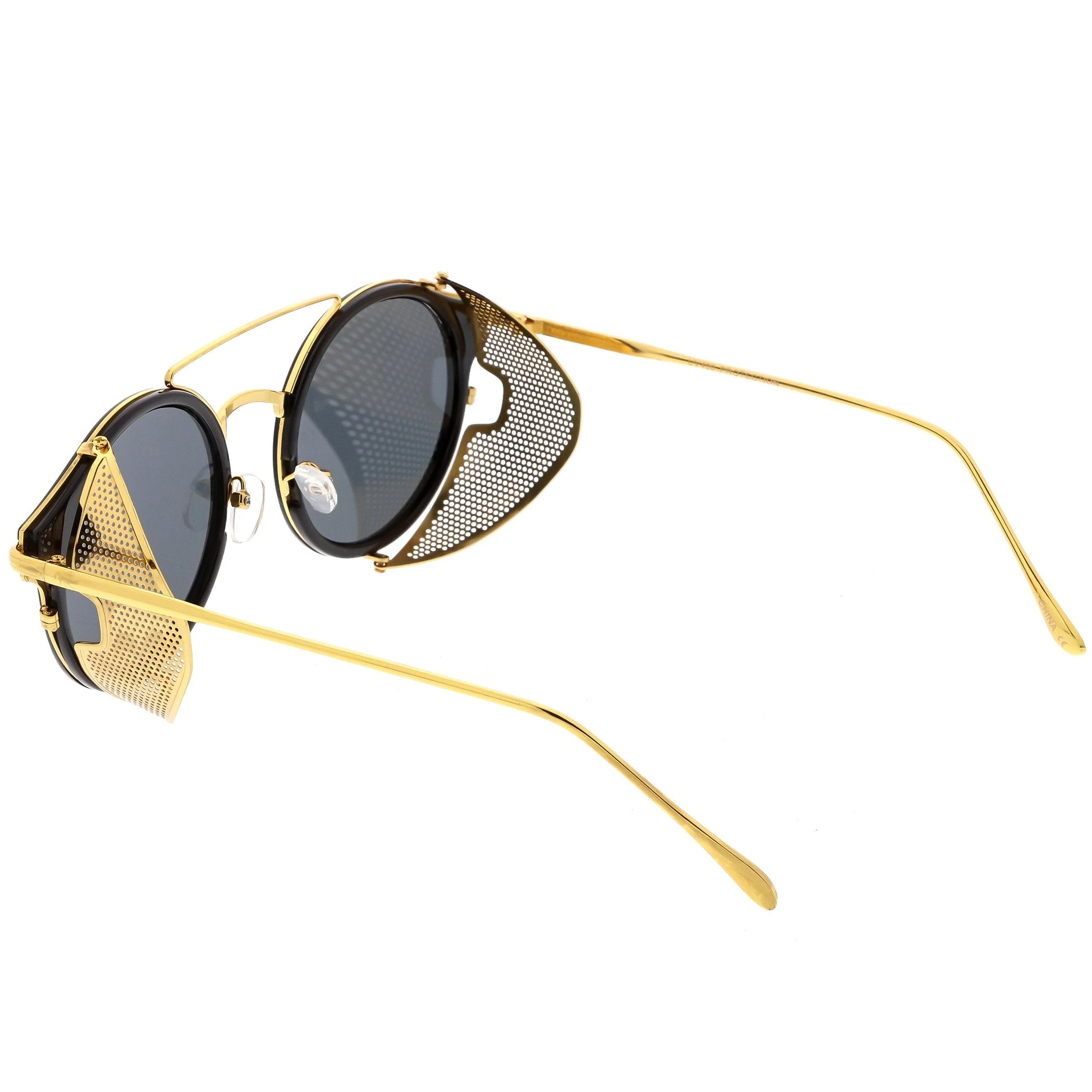 zeroUV Vintage Dapper Steampunk Side Cover Round Sunglasses C083 - Image 6