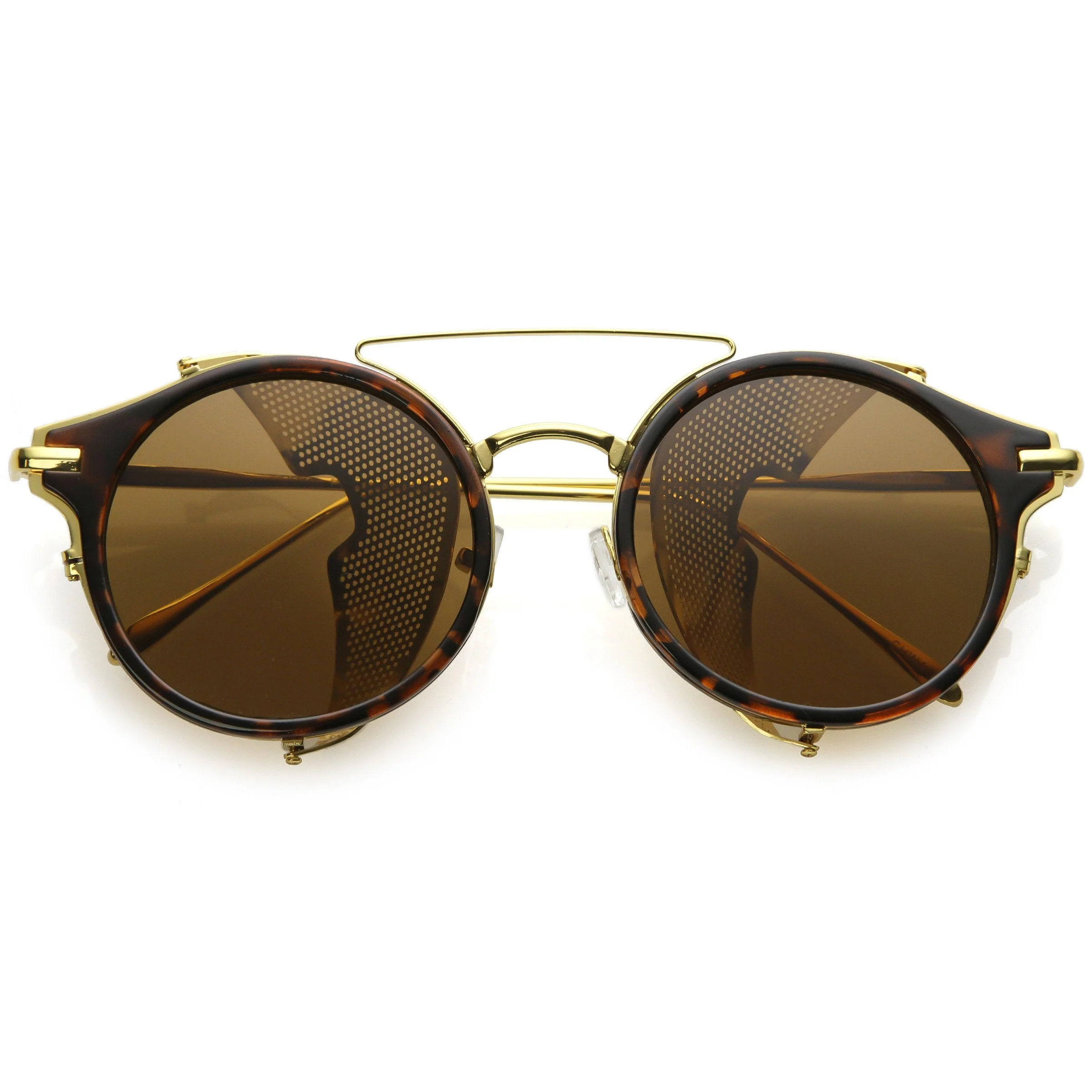 zeroUV Vintage Dapper Steampunk Side Cover Round Sunglasses C083 - Image 7