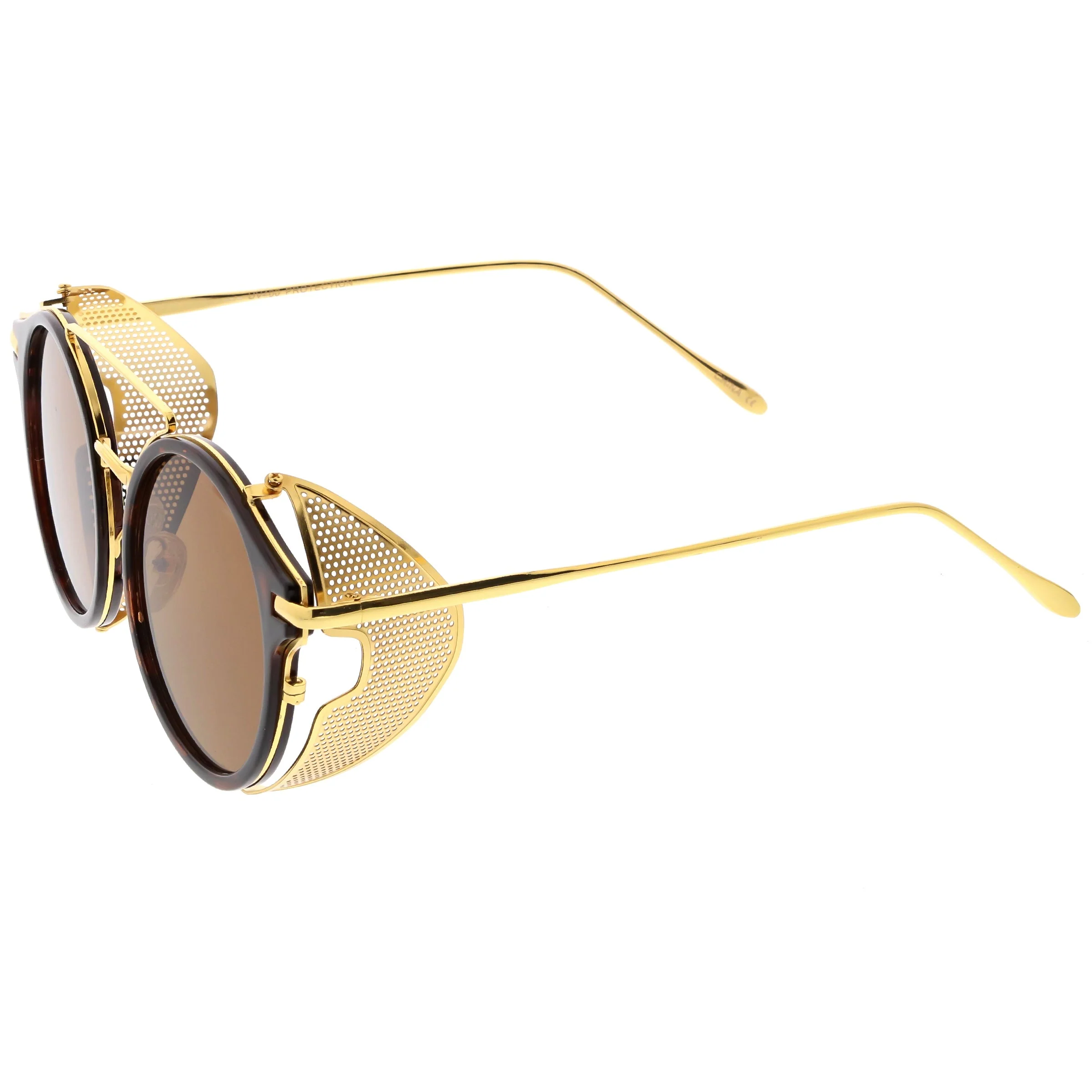 zeroUV Vintage Dapper Steampunk Side Cover Round Sunglasses C083 - Image 9