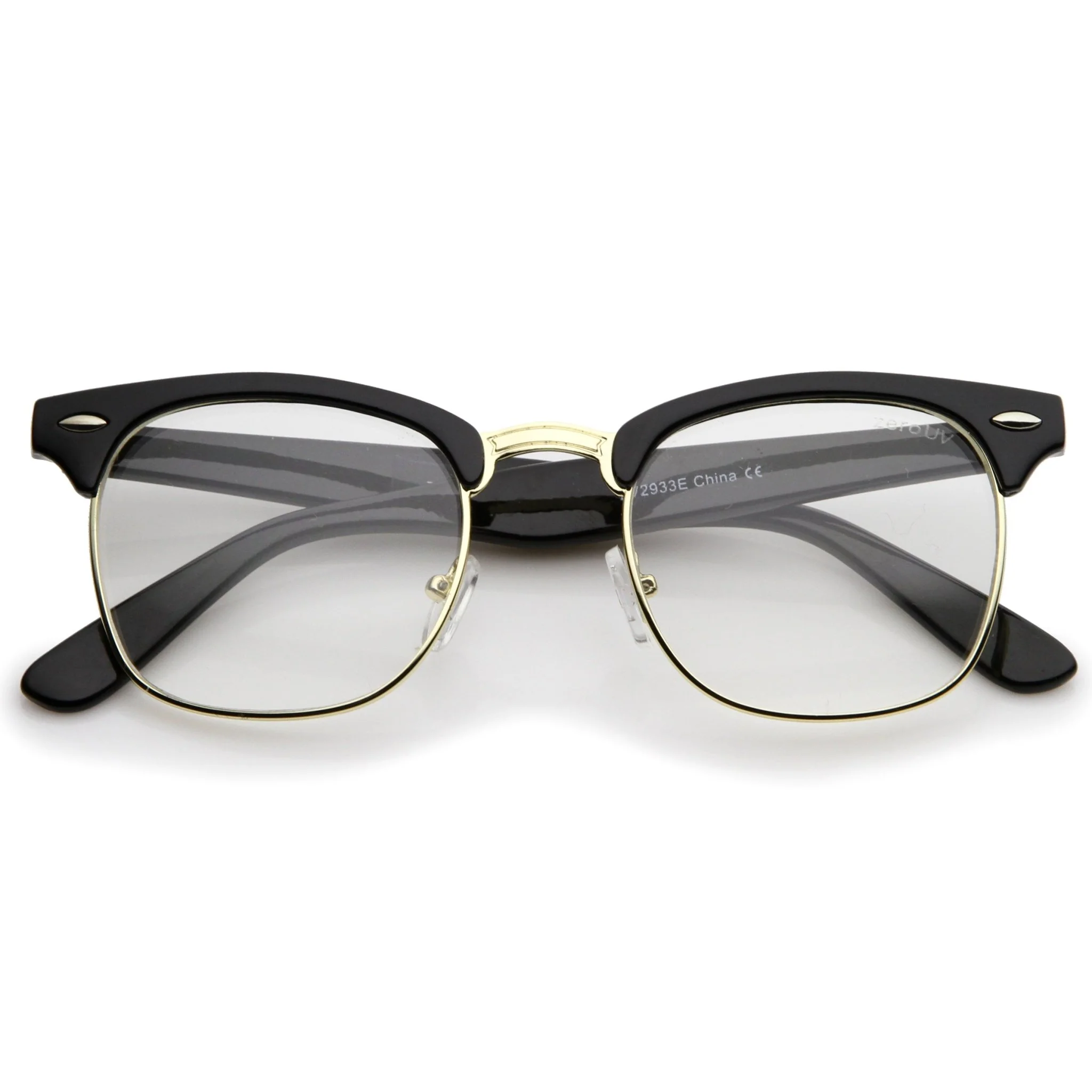 zeroUV Vintage Inspired Classic Horned Rim Half Frame Clear Lens Glasses 2933