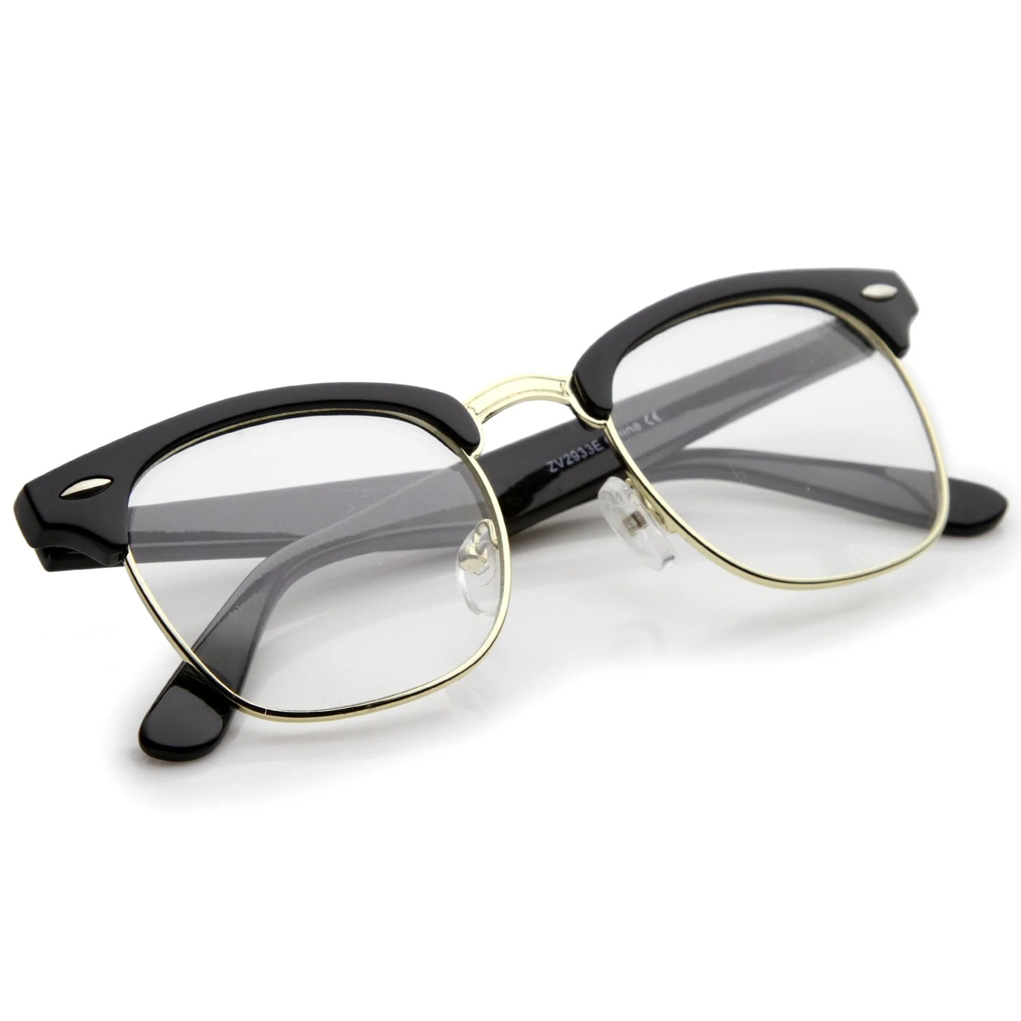 zeroUV Vintage Inspired Classic Horned Rim Half Frame Clear Lens Glasses 2933 - Image 10
