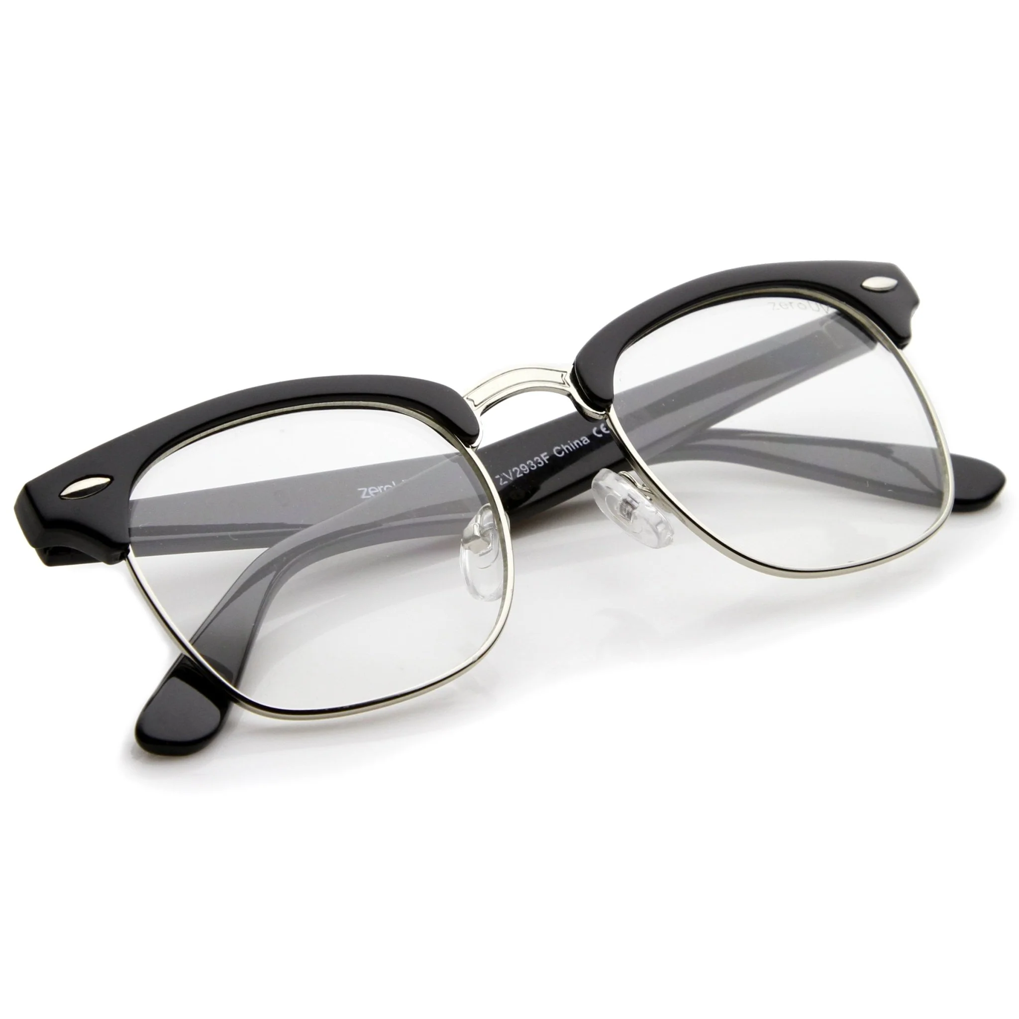 zeroUV Vintage Inspired Classic Horned Rim Half Frame Clear Lens Glasses 2933 - Image 14