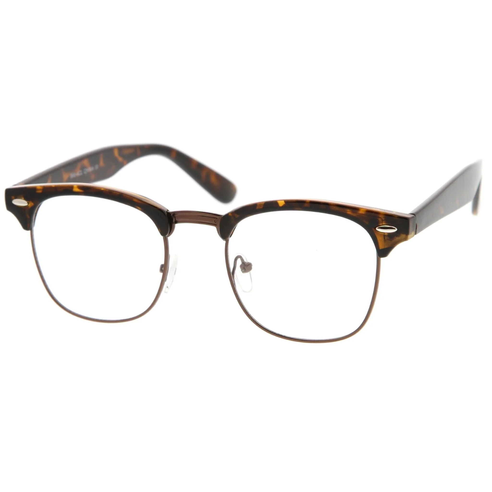 zeroUV Vintage Inspired Classic Horned Rim Half Frame Clear Lens Glasses 2933 - Image 16