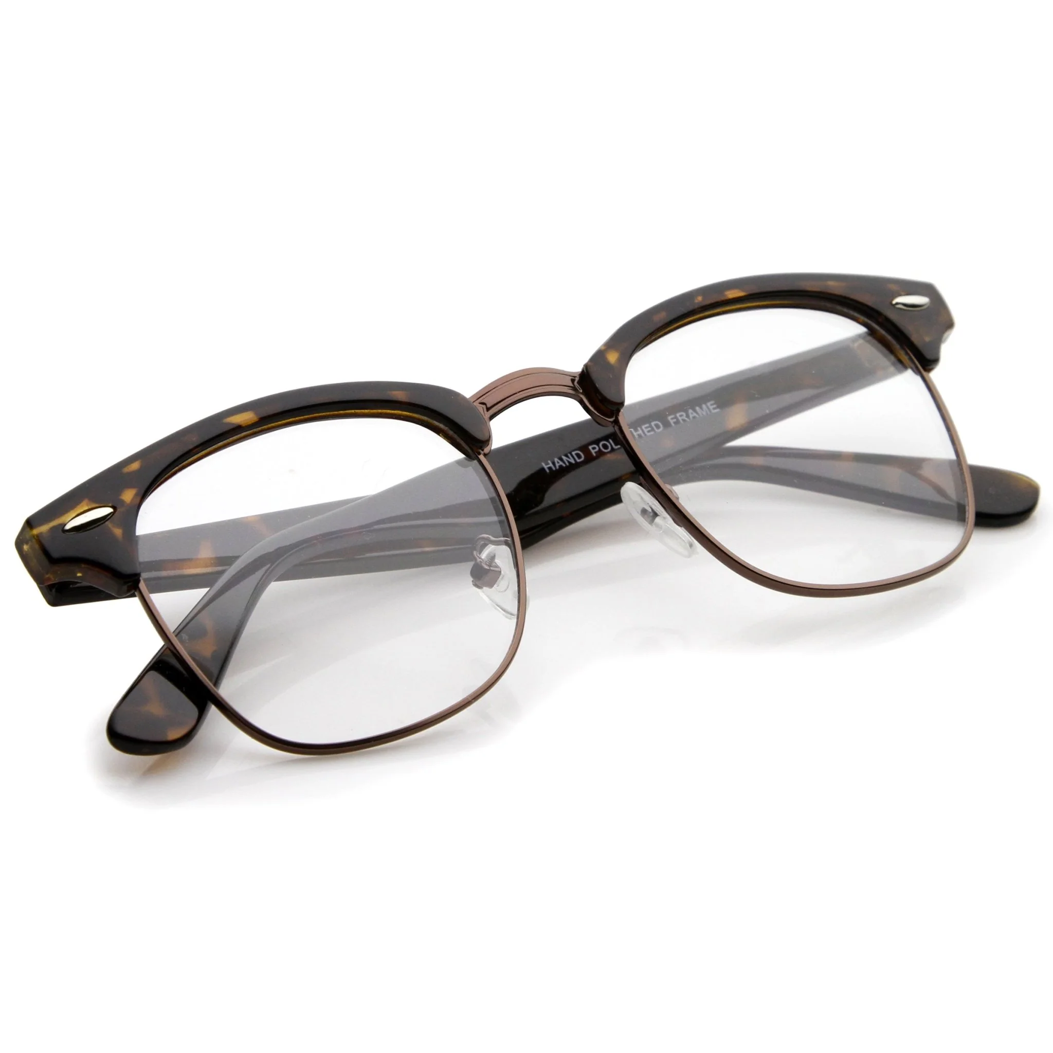 zeroUV Vintage Inspired Classic Horned Rim Half Frame Clear Lens Glasses 2933 - Image 18