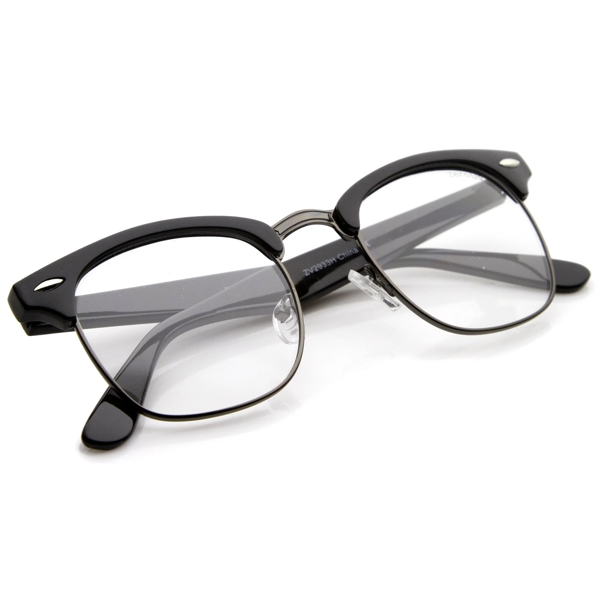 zeroUV Vintage Inspired Classic Horned Rim Half Frame Clear Lens Glasses 2933 - Image 22