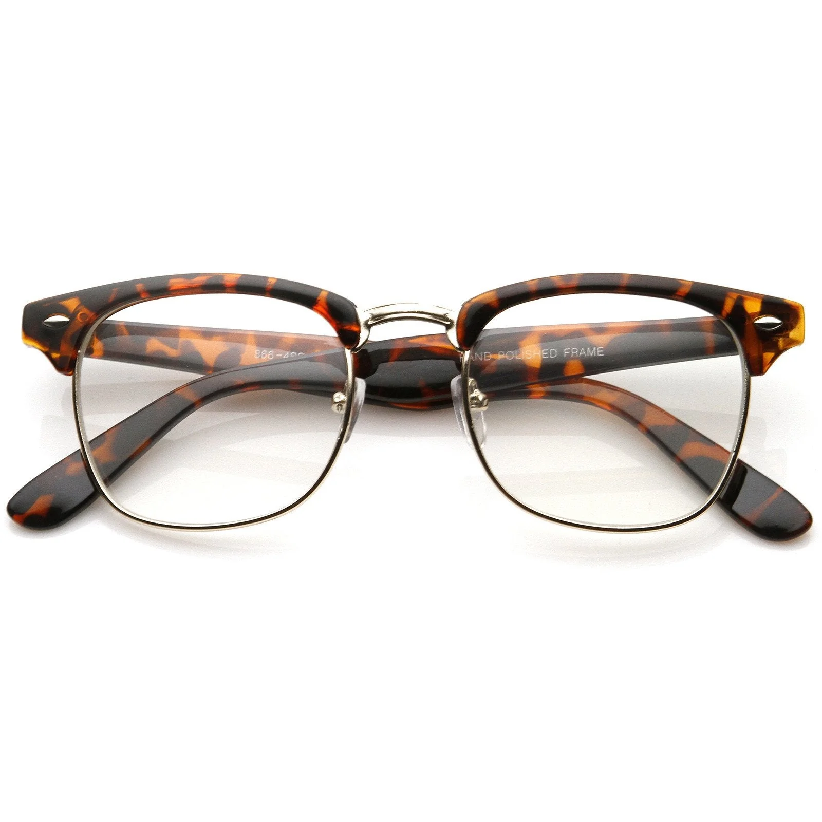 zeroUV Vintage Inspired Classic Horned Rim Half Frame Clear Lens Glasses 2933 - Image 3