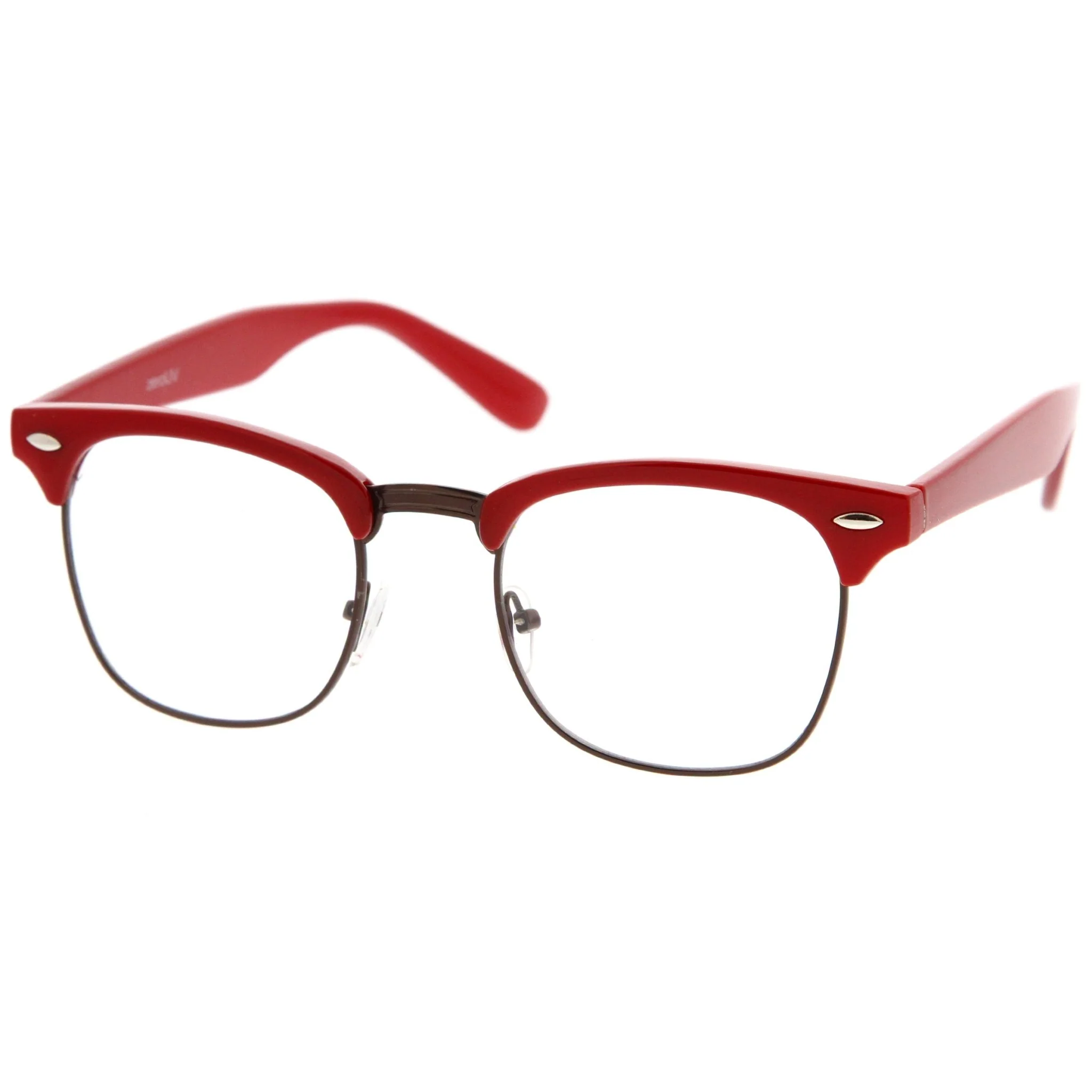zeroUV Vintage Inspired Classic Horned Rim Half Frame Clear Lens Glasses 2933 - Image 31