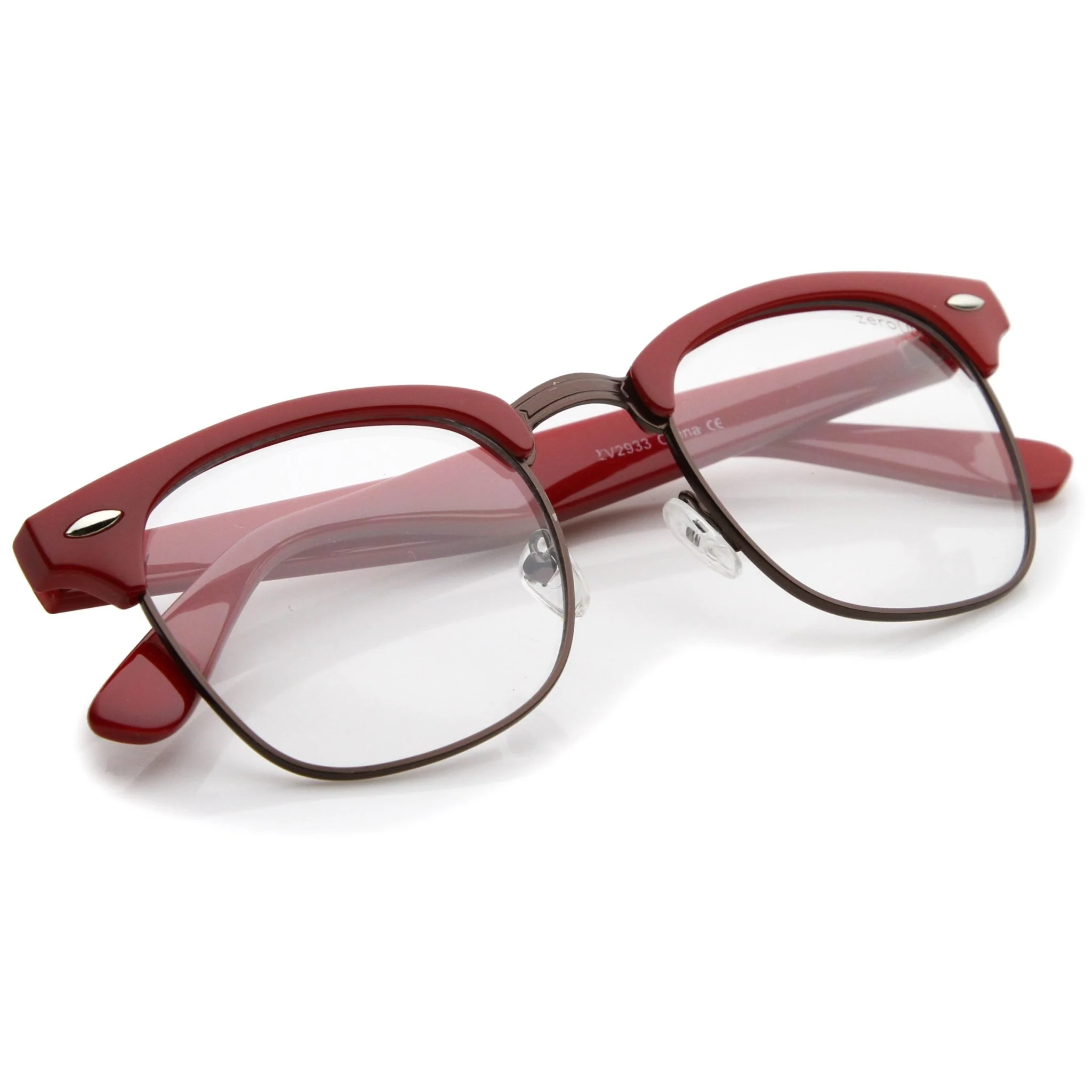 zeroUV Vintage Inspired Classic Horned Rim Half Frame Clear Lens Glasses 2933 - Image 33
