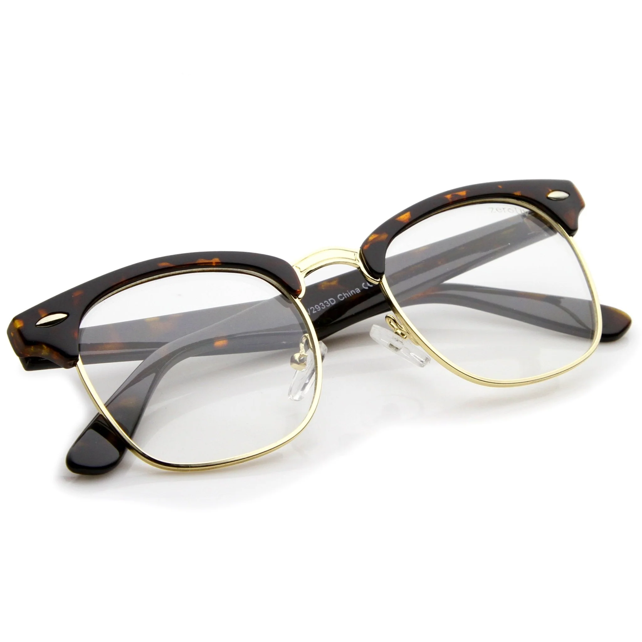 zeroUV Vintage Inspired Classic Horned Rim Half Frame Clear Lens Glasses 2933 - Image 6