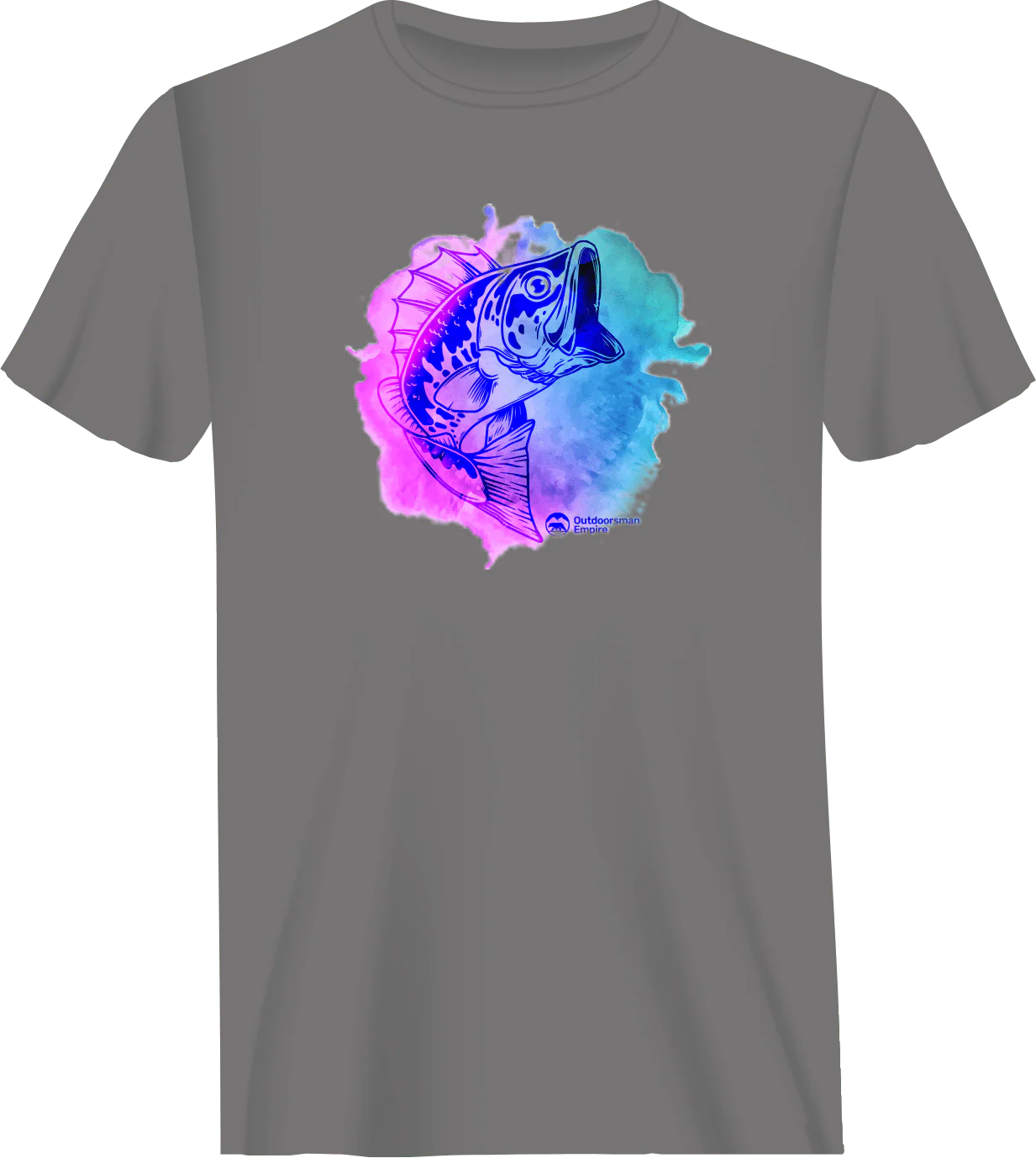Outdoorzees Watercolor Fishing Man T-Shirt - Image 2