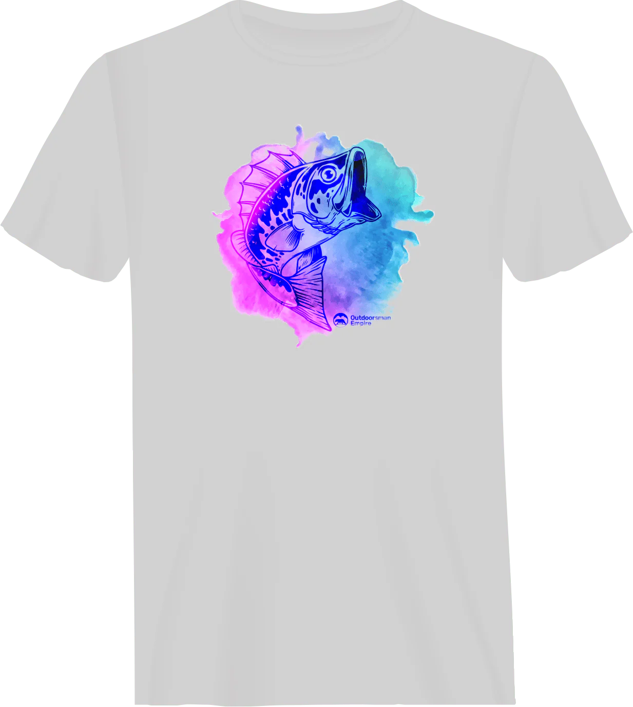Outdoorzees Watercolor Fishing Man T-Shirt - Image 3