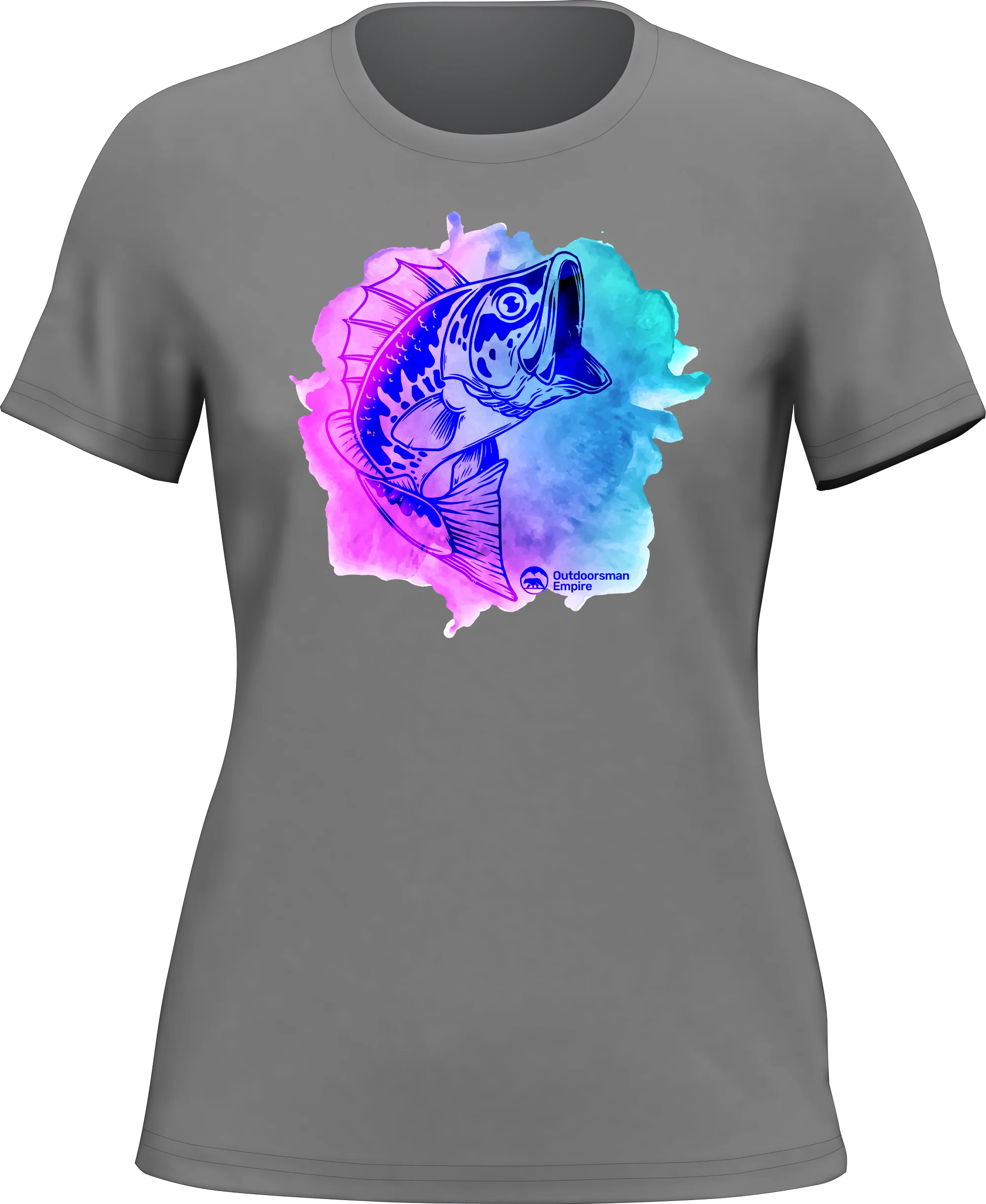 Outdoorzees Watercolor Fishing T-Shirt for Women - Image 2