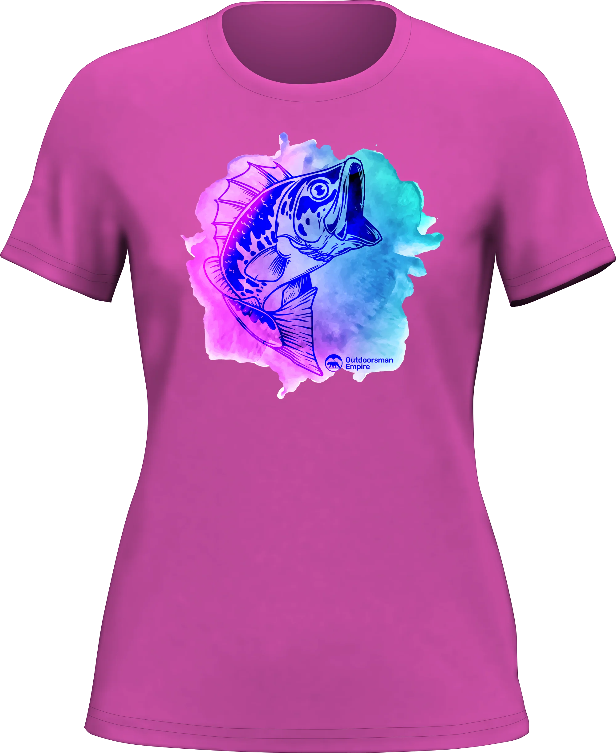 Outdoorzees Watercolor Fishing T-Shirt for Women - Image 3