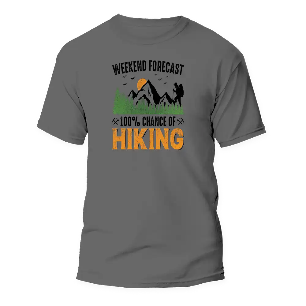 Outdoorzees Weekend Forecast 100% Hiking Man T-Shirt - Image 2