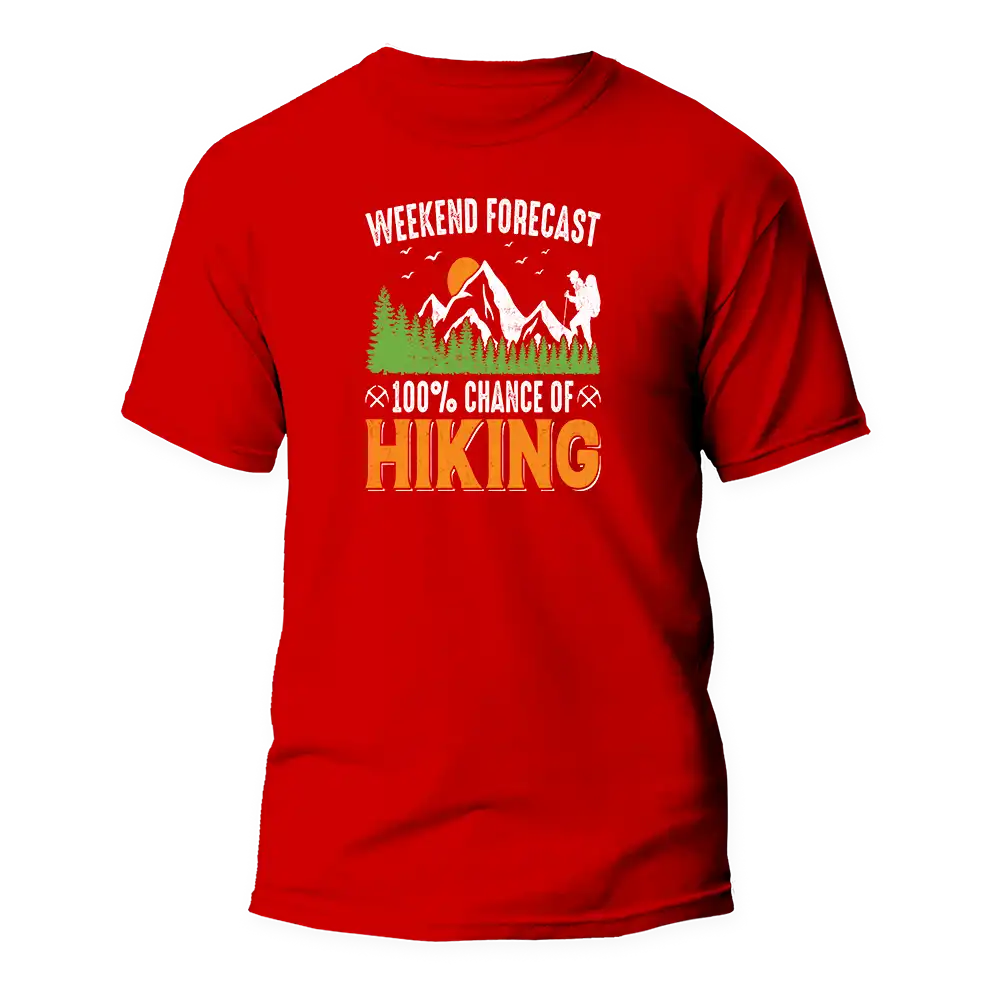 Outdoorzees Weekend Forecast 100% Hiking Man T-Shirt - Image 3