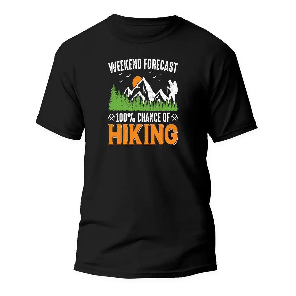 Outdoorzees Weekend Forecast 100% Hiking Man T-Shirt - Image 4