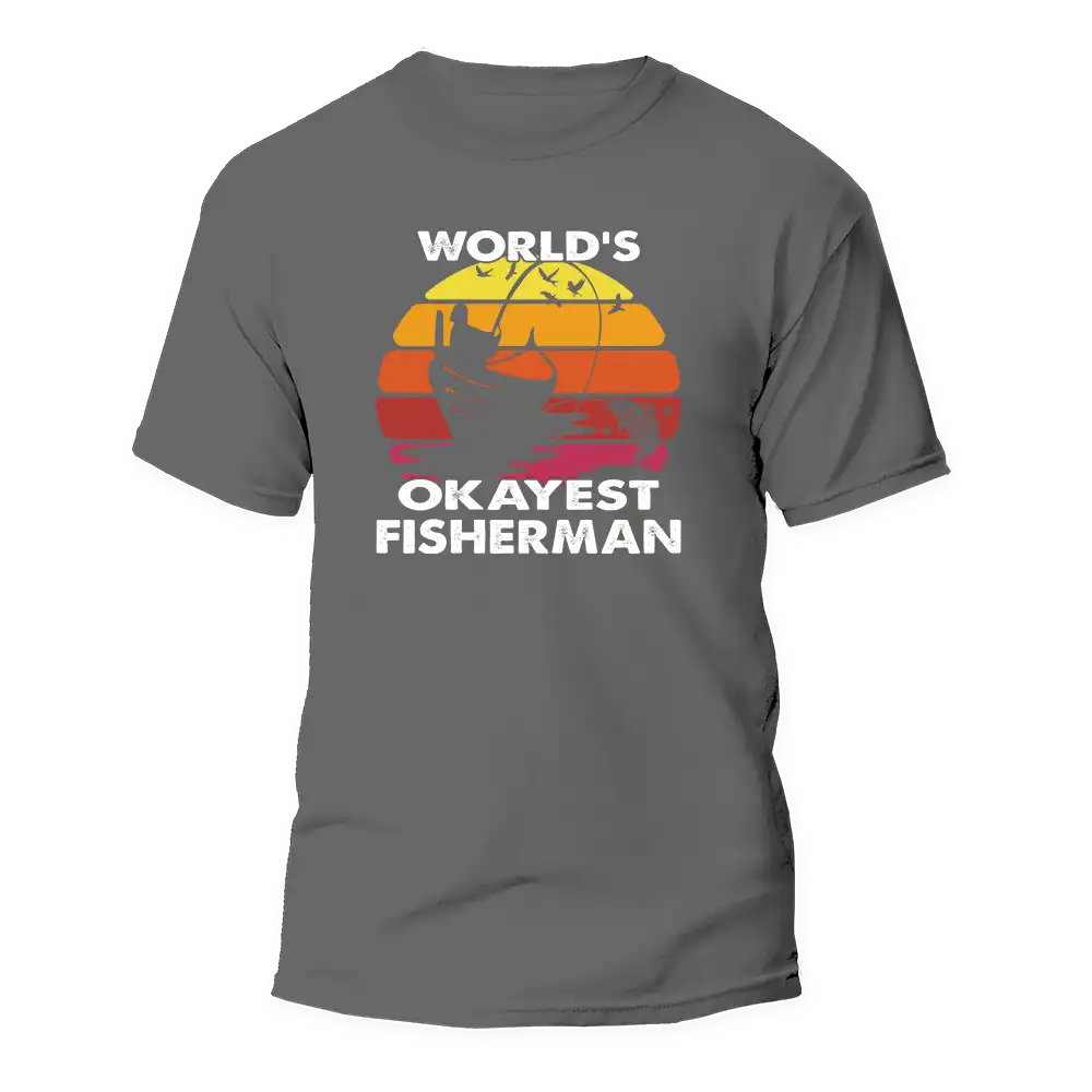 Outdoorzees World's Okayest Fisherman Man T-Shirt - Image 2